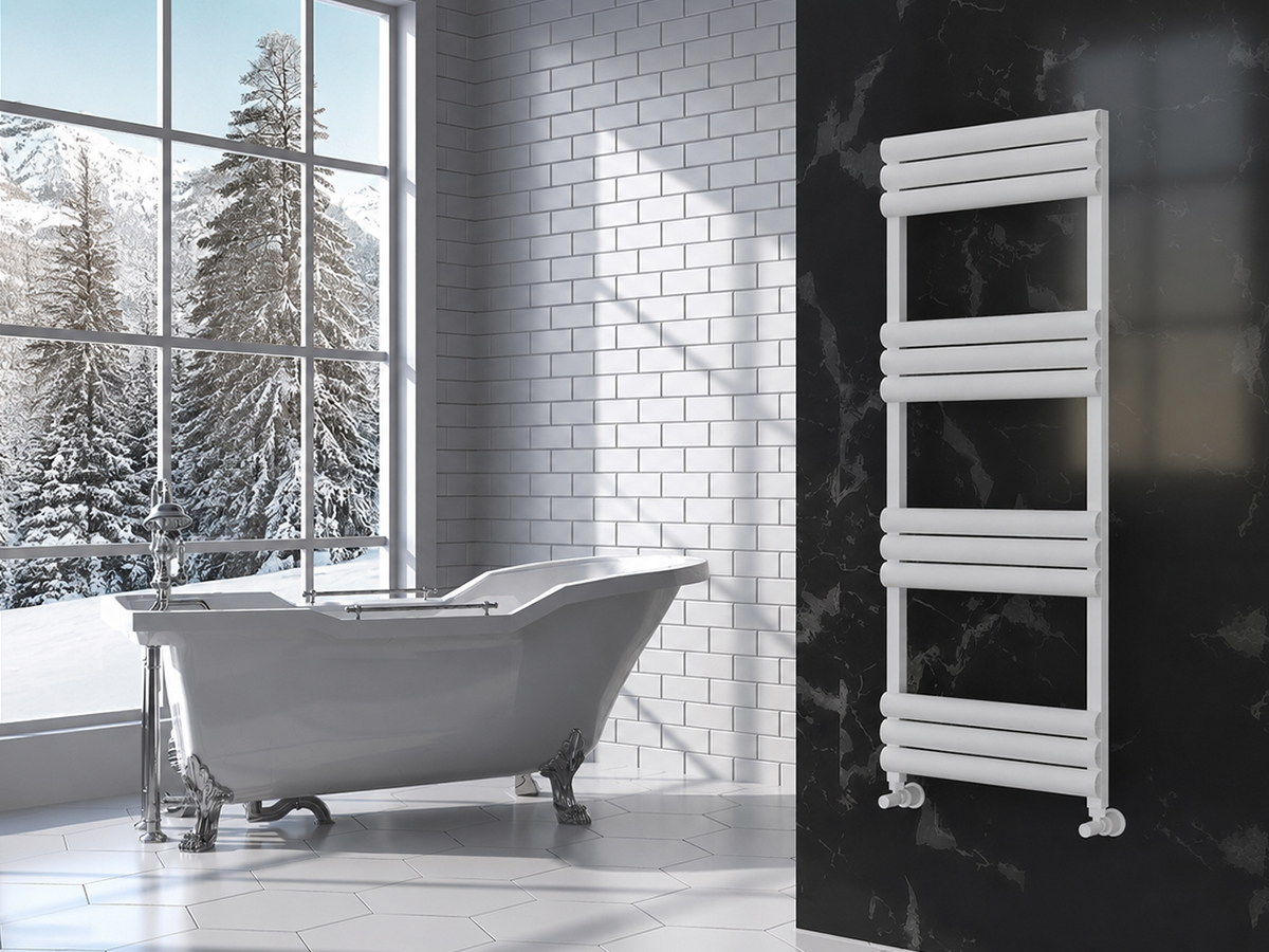 Uscător de prosoape de design LOJIMAX colecția RUBY 1200x500 mm, Alb
