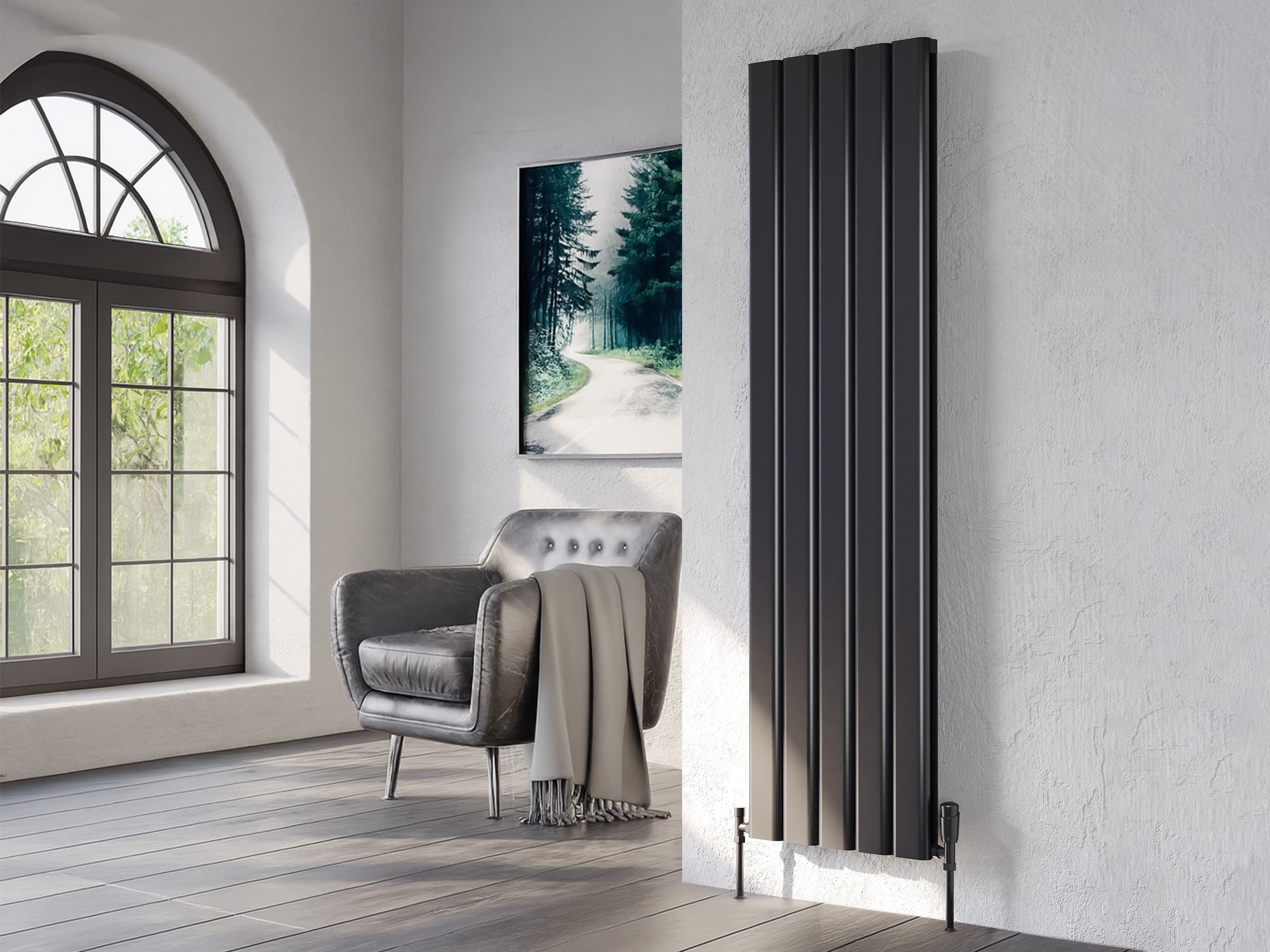 Дизайнерский радиатор LOJIMAX, коллекция DIAMOND DOUBLE 900 мм. 1196 мм. черный мат
