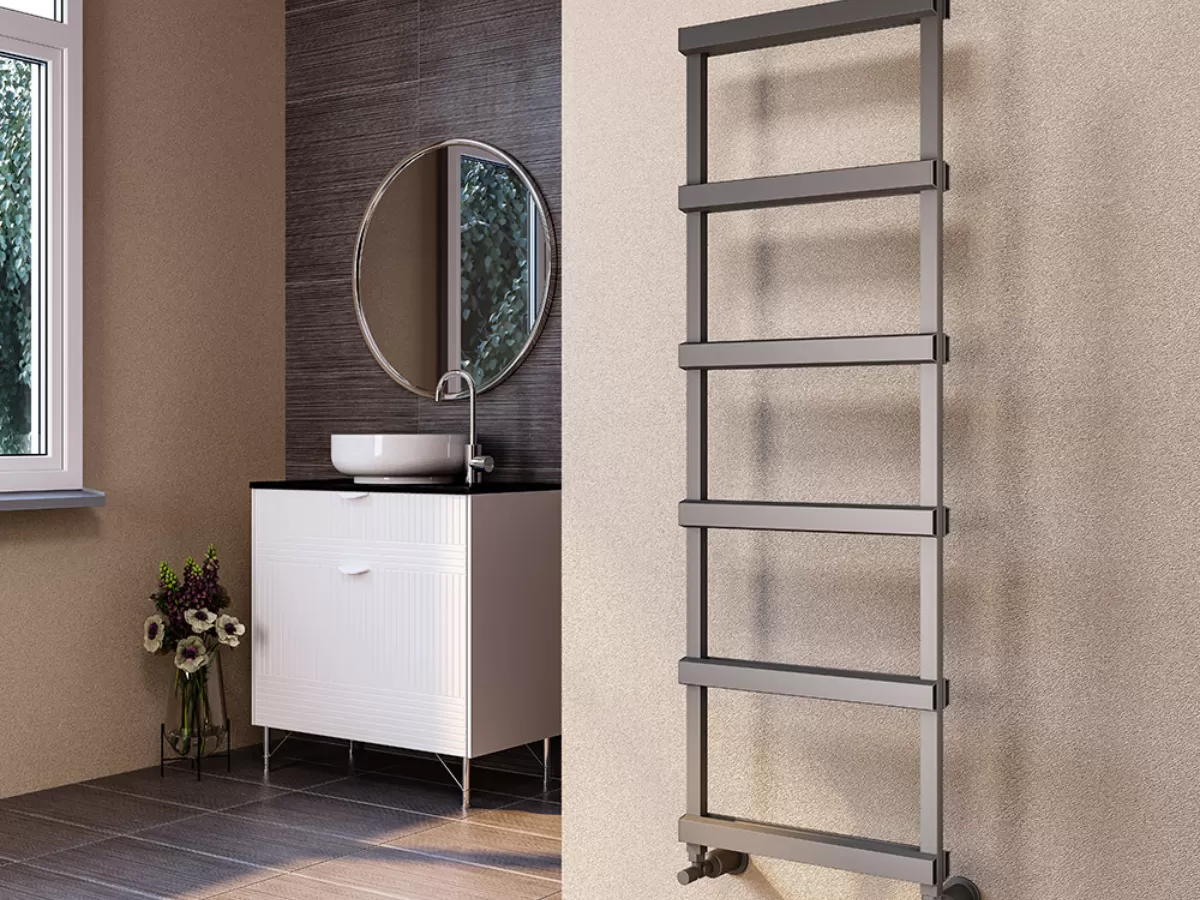 Uscător de prosoape decorativ LOJIMAX, colecția SORTE DOUBLE STYLE Lățime 400 mm. Înălțime 570 mm. negru mat