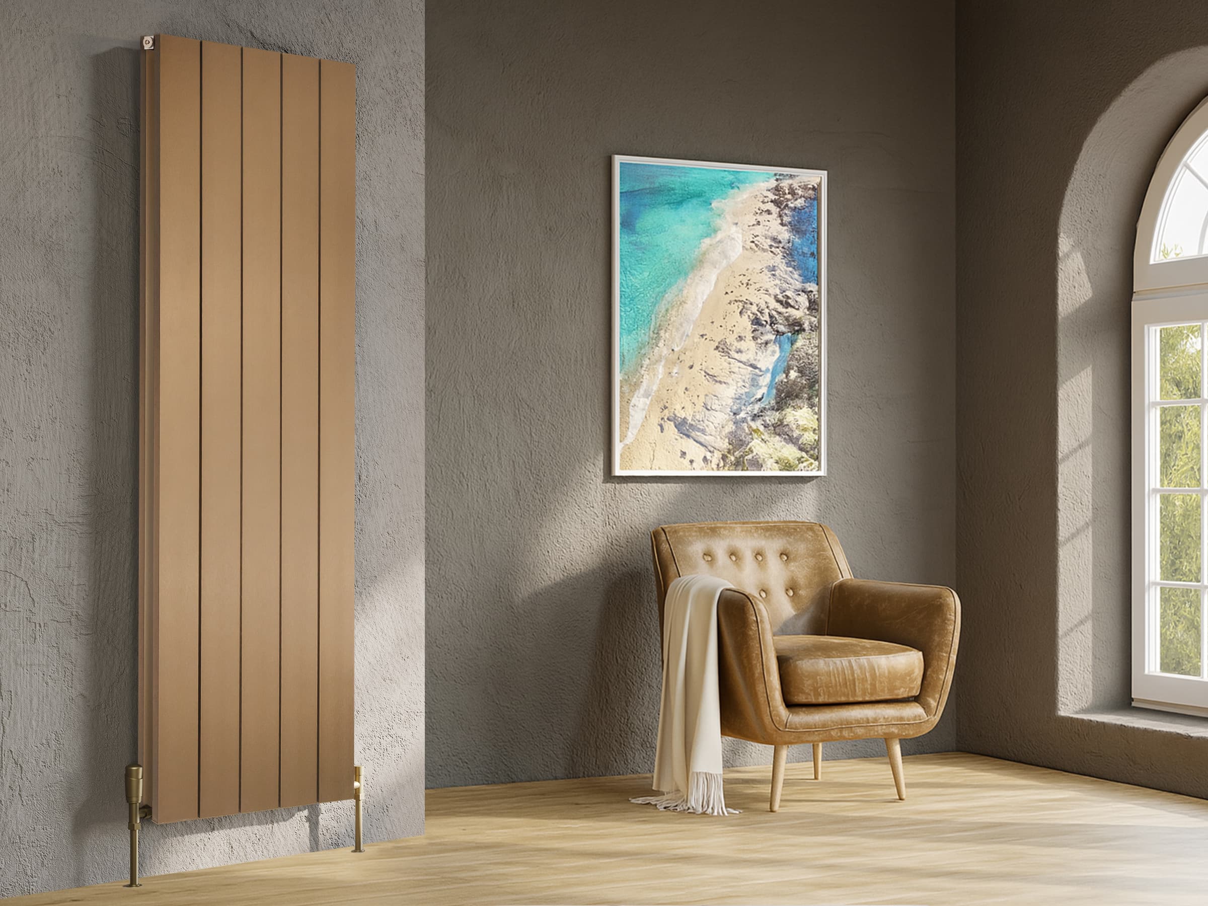 Calorifer decorativ LOJIMAX, colectia  KALSEDON DOUBLE высота 300 mm. ширина 280 mm. COPPER SATINE