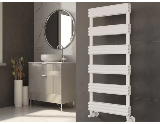 Uscător de prosoape decorativ LOJIMAX, colecția SIRIUS DOUBLE STYLE Lățime 400 mm. Înălțime 700 mm. alb mat
