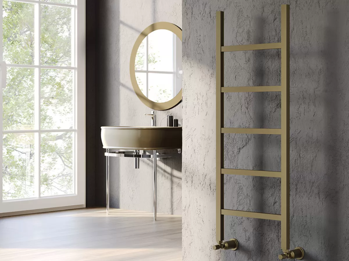 Uscător de prosoape decorativ LOJIMAX, colecția BETA LINE Lățime 400 mm. Înălțime 790 mm. alb mat