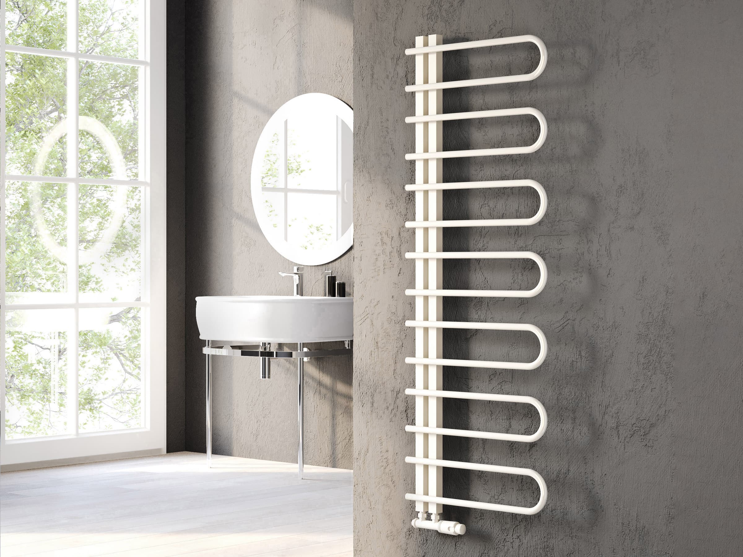 Uscător de prosoape decorativ LOJIMAX, colectia CORTE inaltimea 400 mm. latimea 500 mm. RAL luciu Lemon