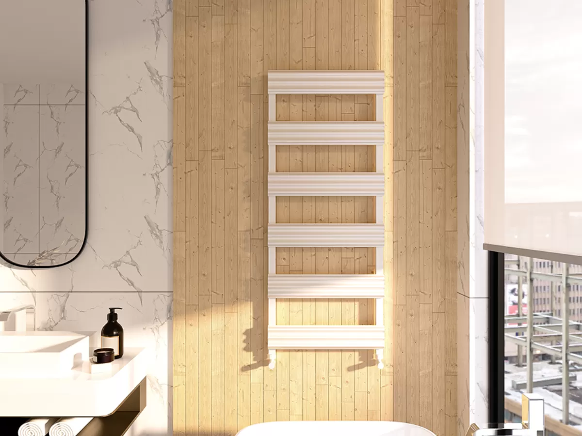 Uscător de prosoape decorativ LOJIMAX, colecția SIRIUS STYLE Lățime 400 mm. Înălțime 700 mm. negru mat