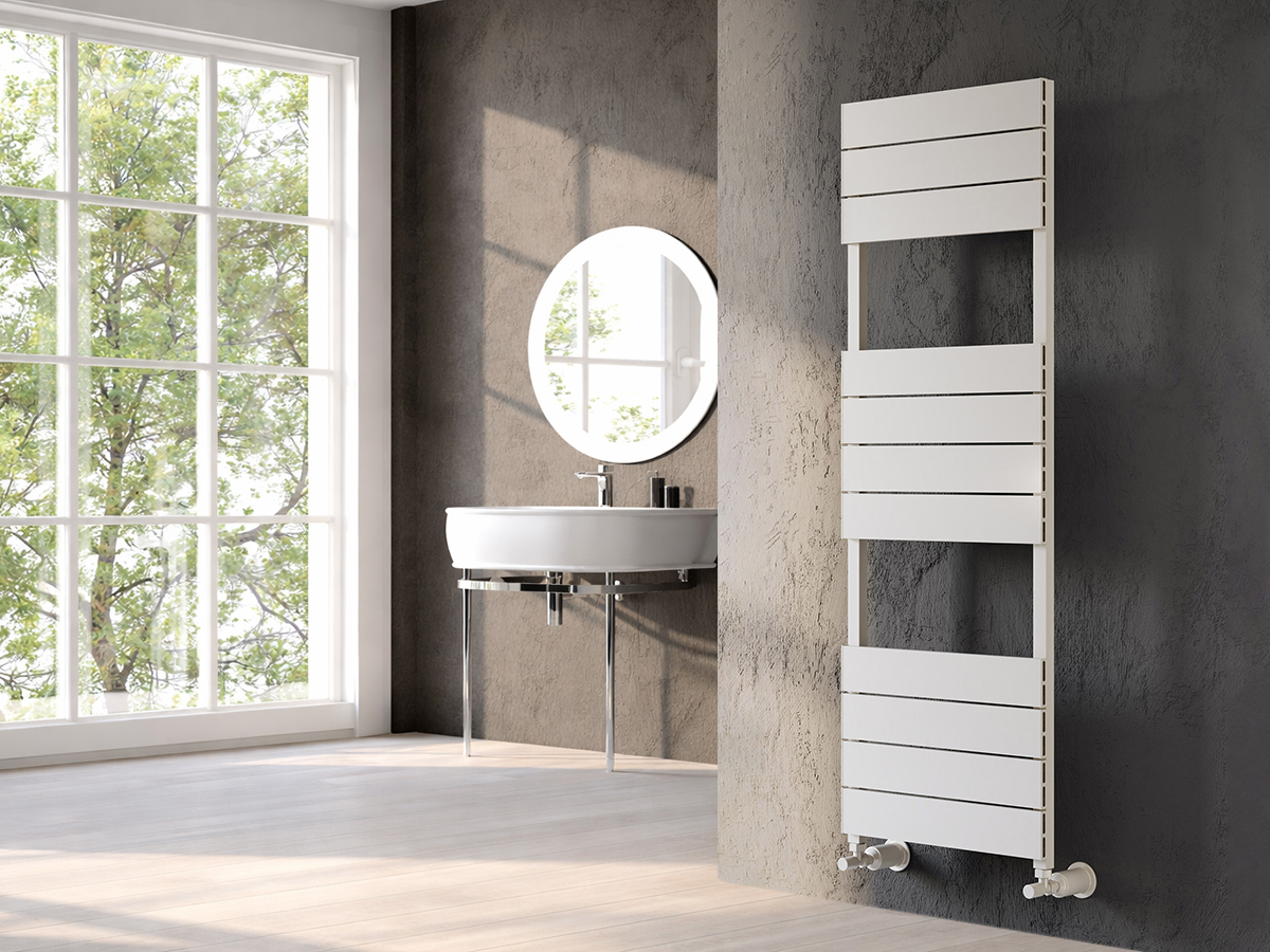 Uscător de prosoape decorativ LOJIMAX, colecția BENOIT PLUS Lățime 300 mm. Înălțime 700 mm. alb mat