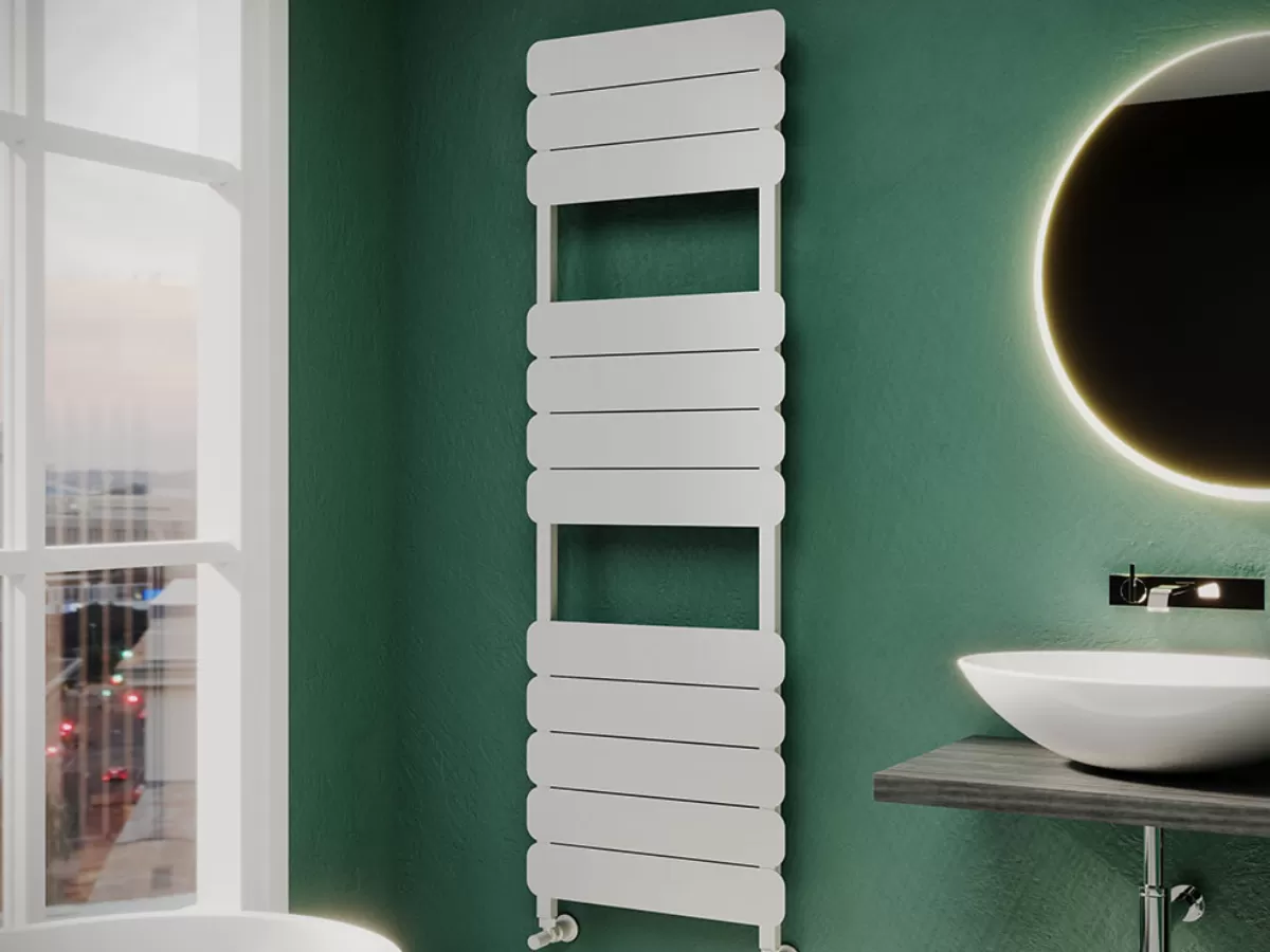 Uscător de prosoape decorativ LOJIMAX, colecția SOLE PLUS Lățime 300 mm. Înălțime 685 mm. negru mat