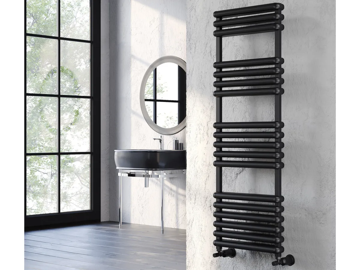 Uscător de prosoape decorativ LOJIMAX, colecția VERO PLUS Lățime 300 mm. Înălțime 610 mm. alb mat