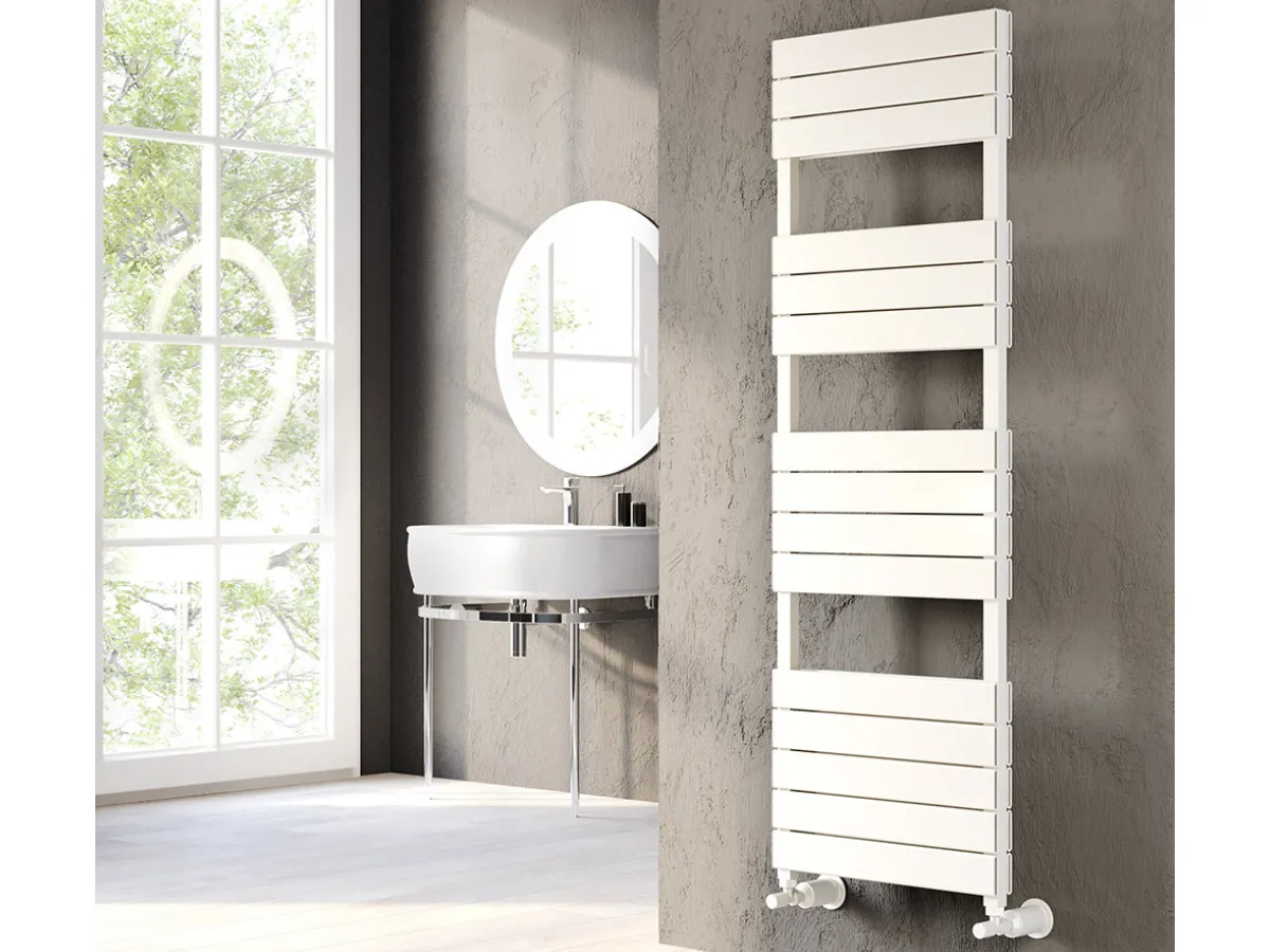 Uscător de prosoape decorativ LOJIMAX, colecția ZEUS DOUBLE PLUS Lățime 500 mm. Înălțime 1750 mm. alb mat