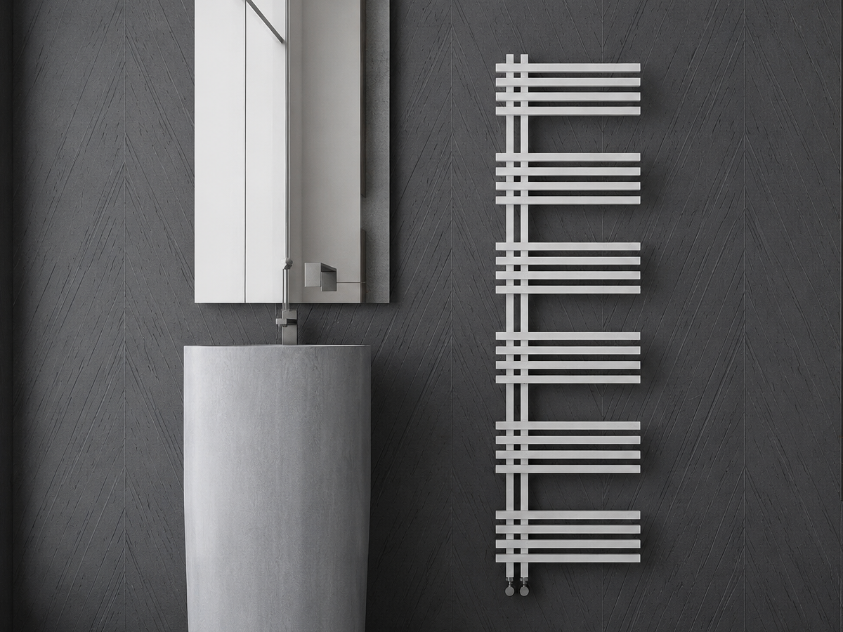 Uscător de prosoape de design CARISA, colecția TERRA, 1296x500 mm, ALB