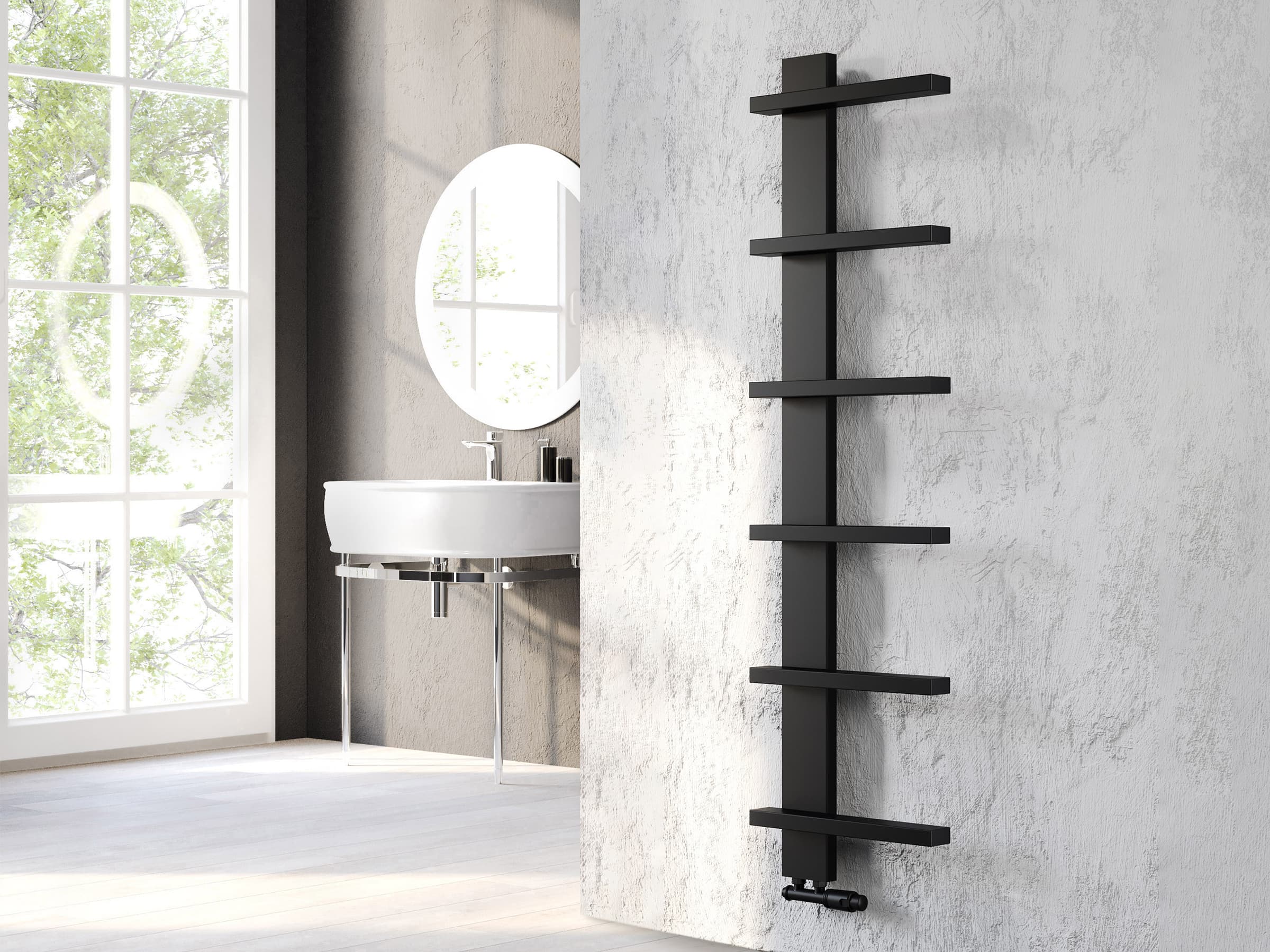 Uscător de prosoape decorativ LOJIMAX, colecția LION Lățime 485 mm. Înălțime 300 mm. negru mat