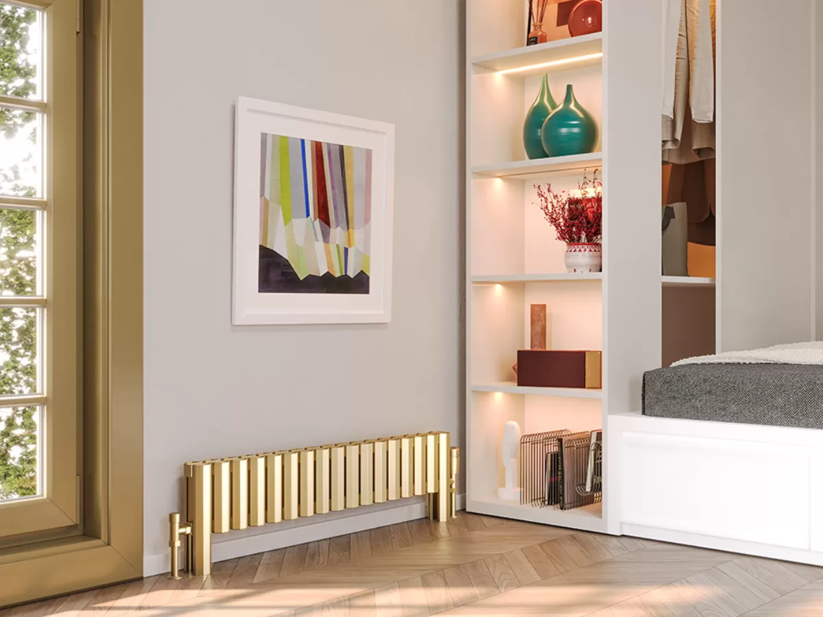 FLOOR STANDING ALUMINUM RADIATOR SIESTA DOUBLE LUX inaltimea 300 mm. latimea 286 mm. alb mat