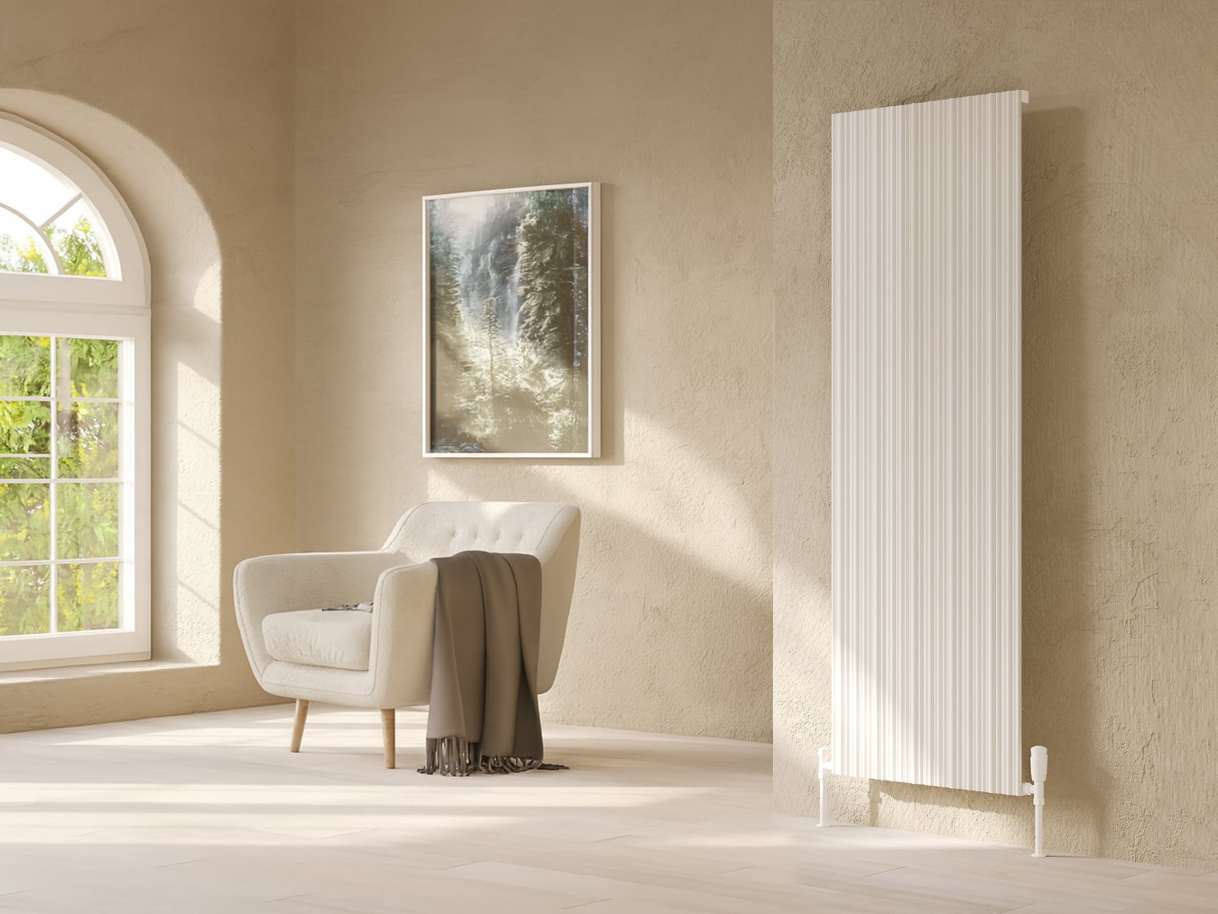 Calorifer decorativ LOJIMAX, colectia BAMBOO inaltimea 300 mm. latimea 239 mm. alb mat