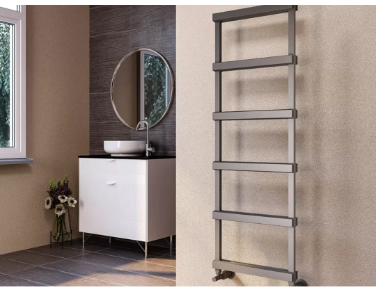 Uscător de prosoape decorativ LOJIMAX, colecția SORTE DOUBLE STYLE Lățime 400 mm. Înălțime 570 mm. negru mat