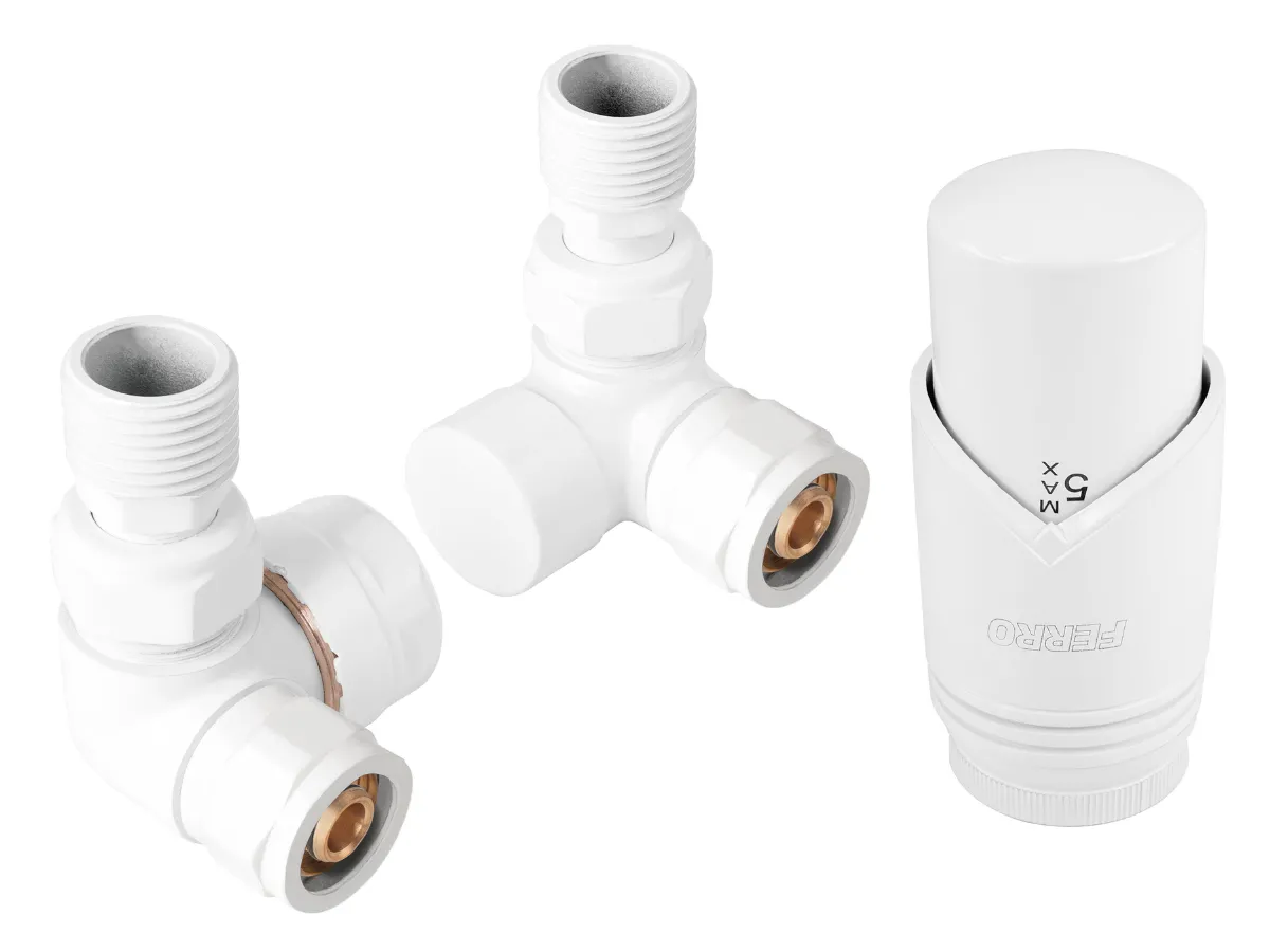 Robinet cal axiali Ferro 16*2 tur+retur White + cap termo