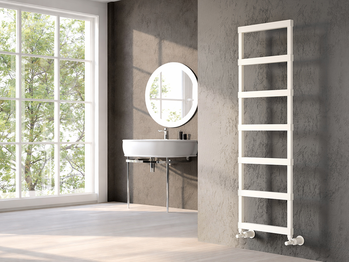 Uscător de prosoape decorativ LOJIMAX, colecția ELEGANT STYLE Lățime 300 mm. Înălțime 650 mm. alb mat