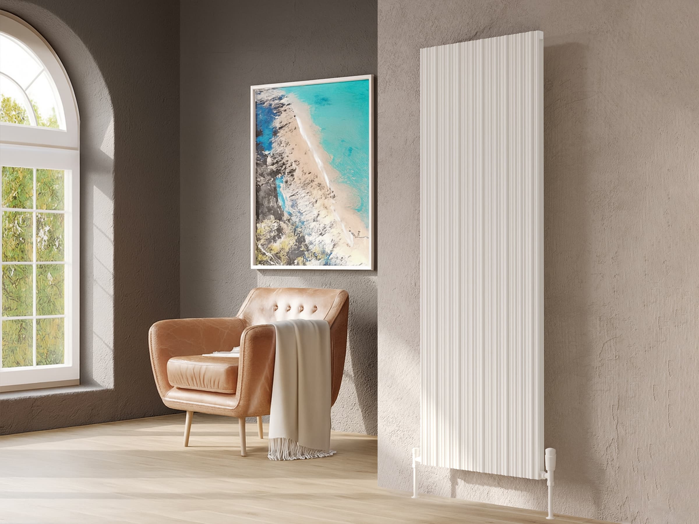 Calorifer decorativ LOJIMAX, colectia BAMBOO DOUBLE inaltimea 300 mm. latimea 239 mm. alb mat