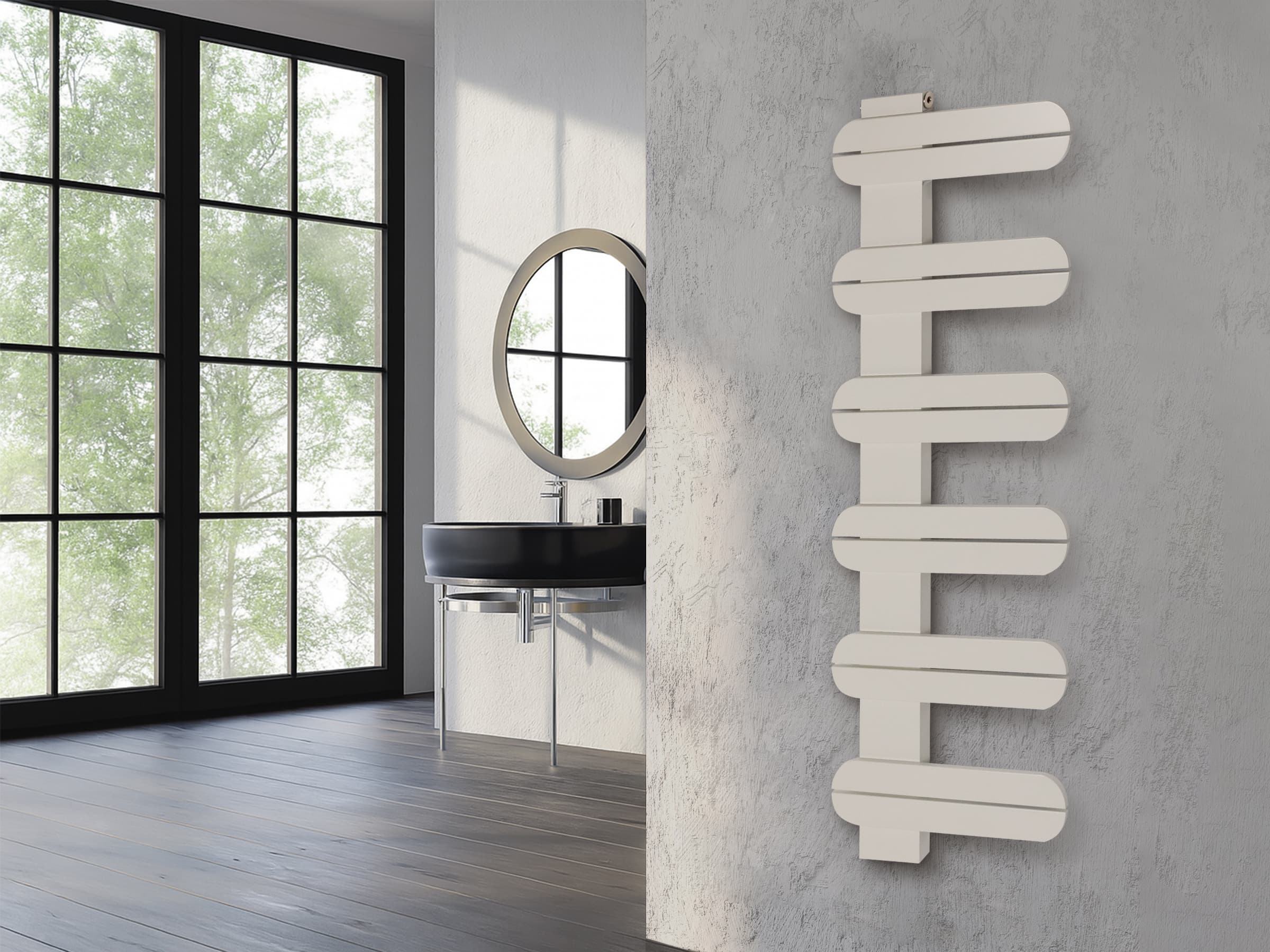 Дизайнерский полотенцесушитель LOJIMAX, коллекция LINEA Высота 195 мм. Ширина 400 мм. RAL глянец Lemon