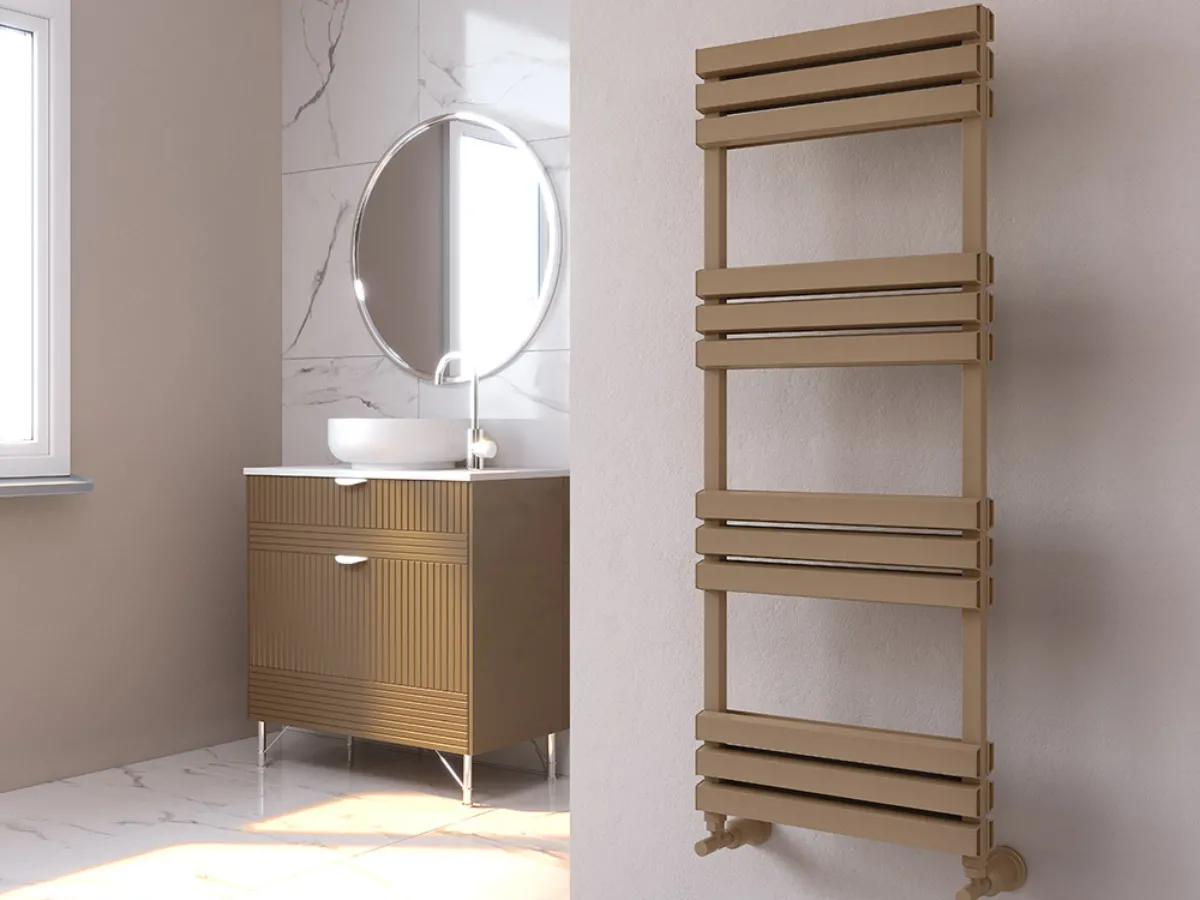 Uscător de prosoape decorativ LOJIMAX, colecția SORTE DOUBLE PLUS Lățime 300 mm. Înălțime 635 mm. alb mat