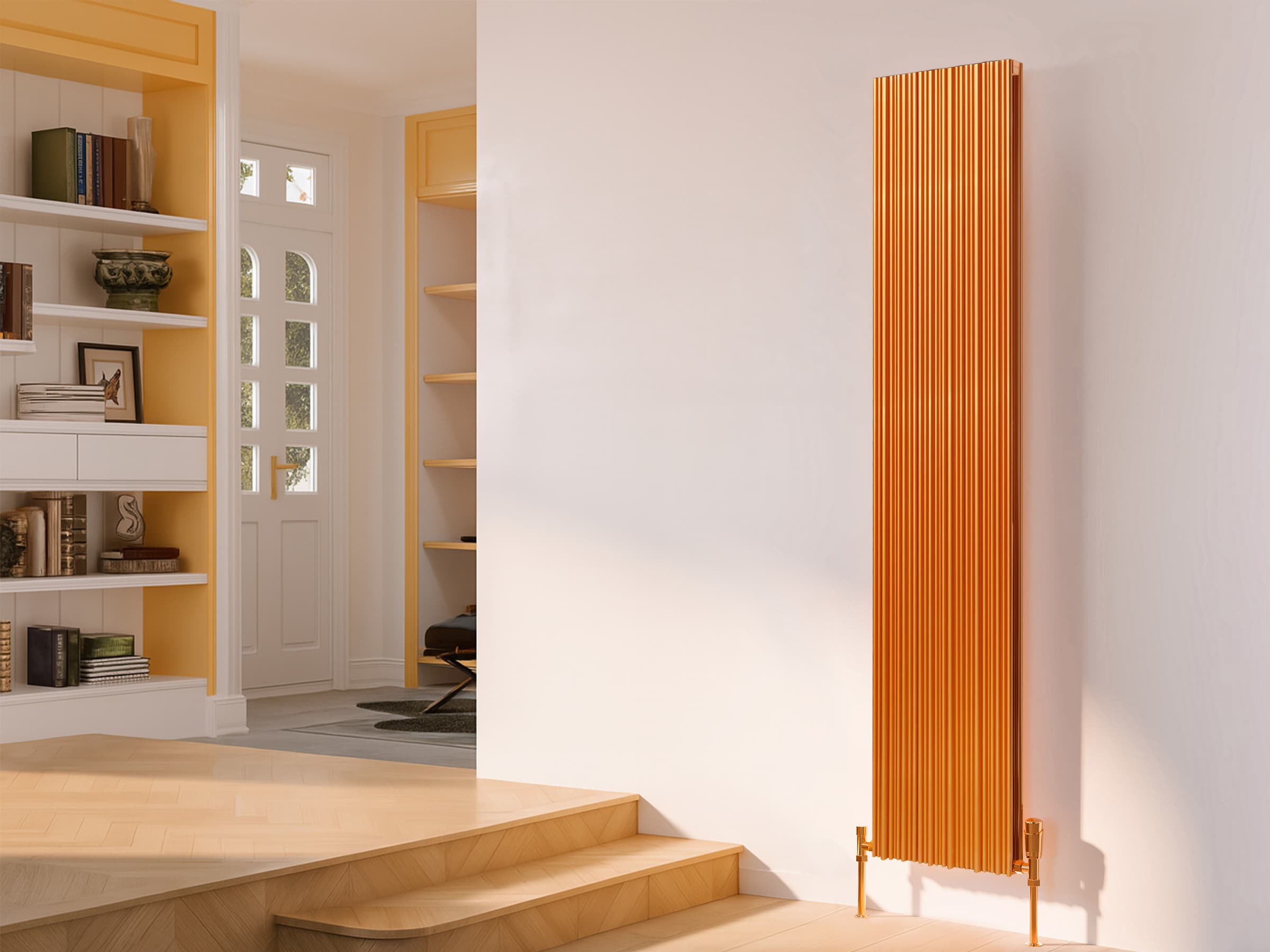 Calorifer decorativ LOJIMAX, colectia BAMBOO DOUBLE inaltimea 300 mm. latimea 239 mm. COPPER MATT ANODISING