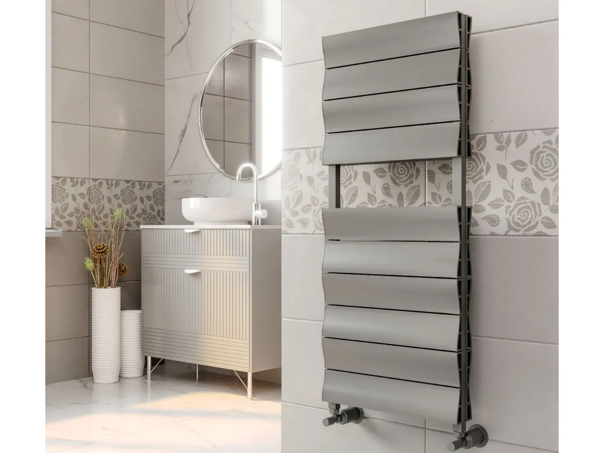 Uscător de prosoape decorativ LOJIMAX, colecția DUAL DOUBLE PLUS Lățime 400 mm. Înălțime 1200 mm. negru mat