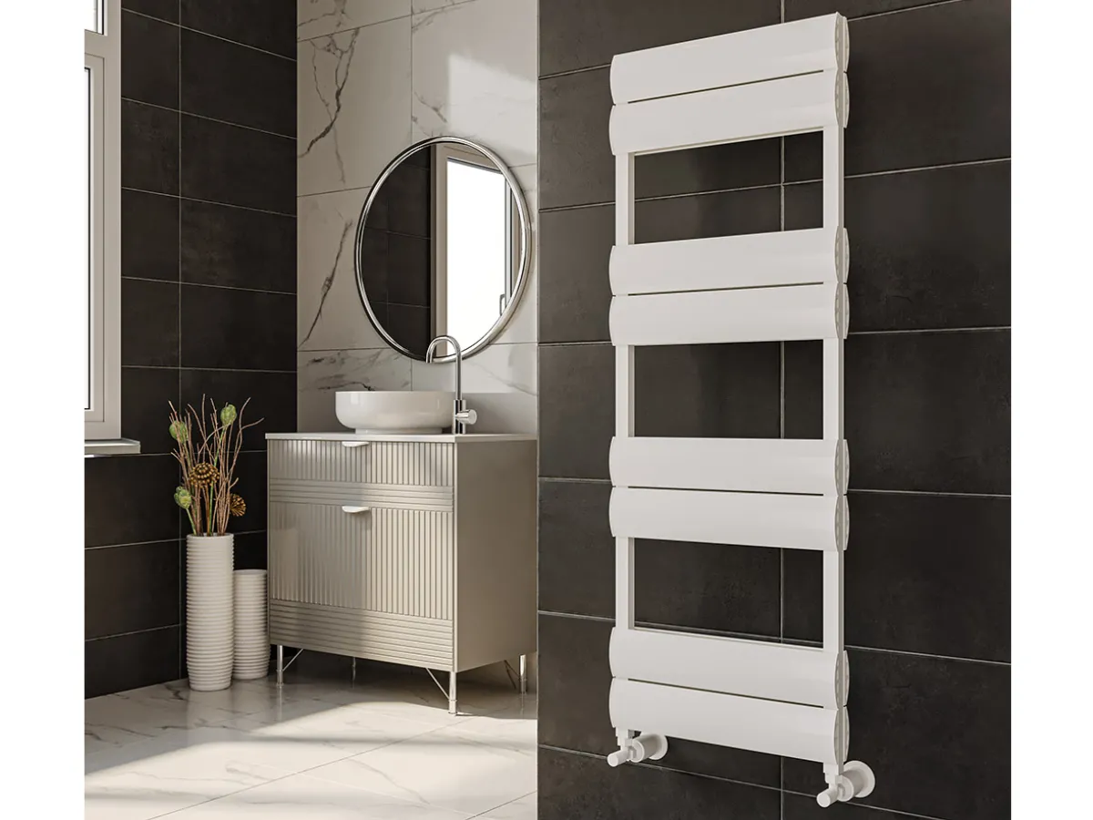 Uscător de prosoape decorativ LOJIMAX, colecția WALDO DOUBLE LINE Lățime 300 mm. Înălțime 608 mm. negru mat
