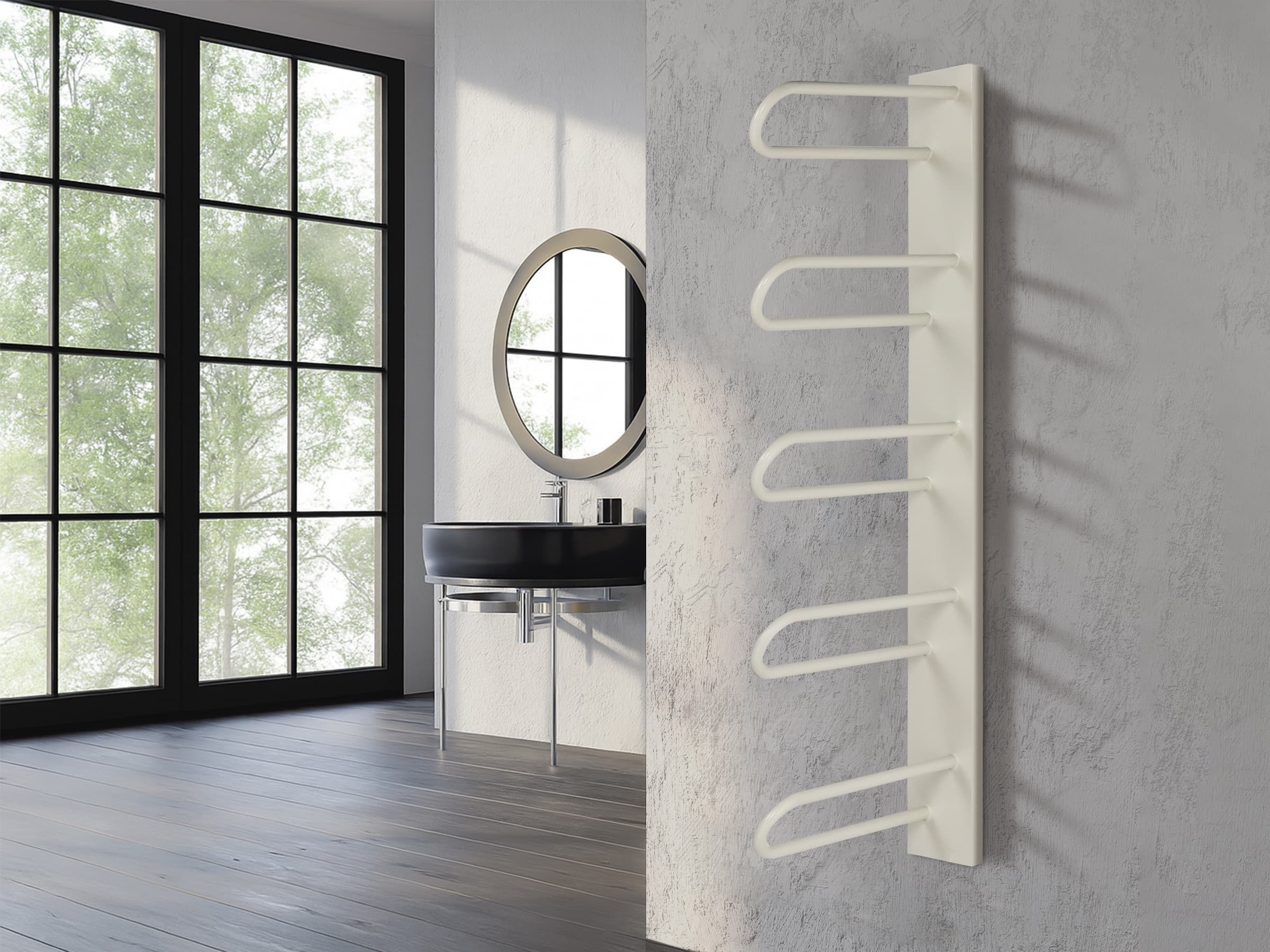 Дизайнерский полотенцесушитель LOJIMAX, коллекция PRUSIAS Высота 700 мм. Ширина 400 мм. RAL глянец Lemon