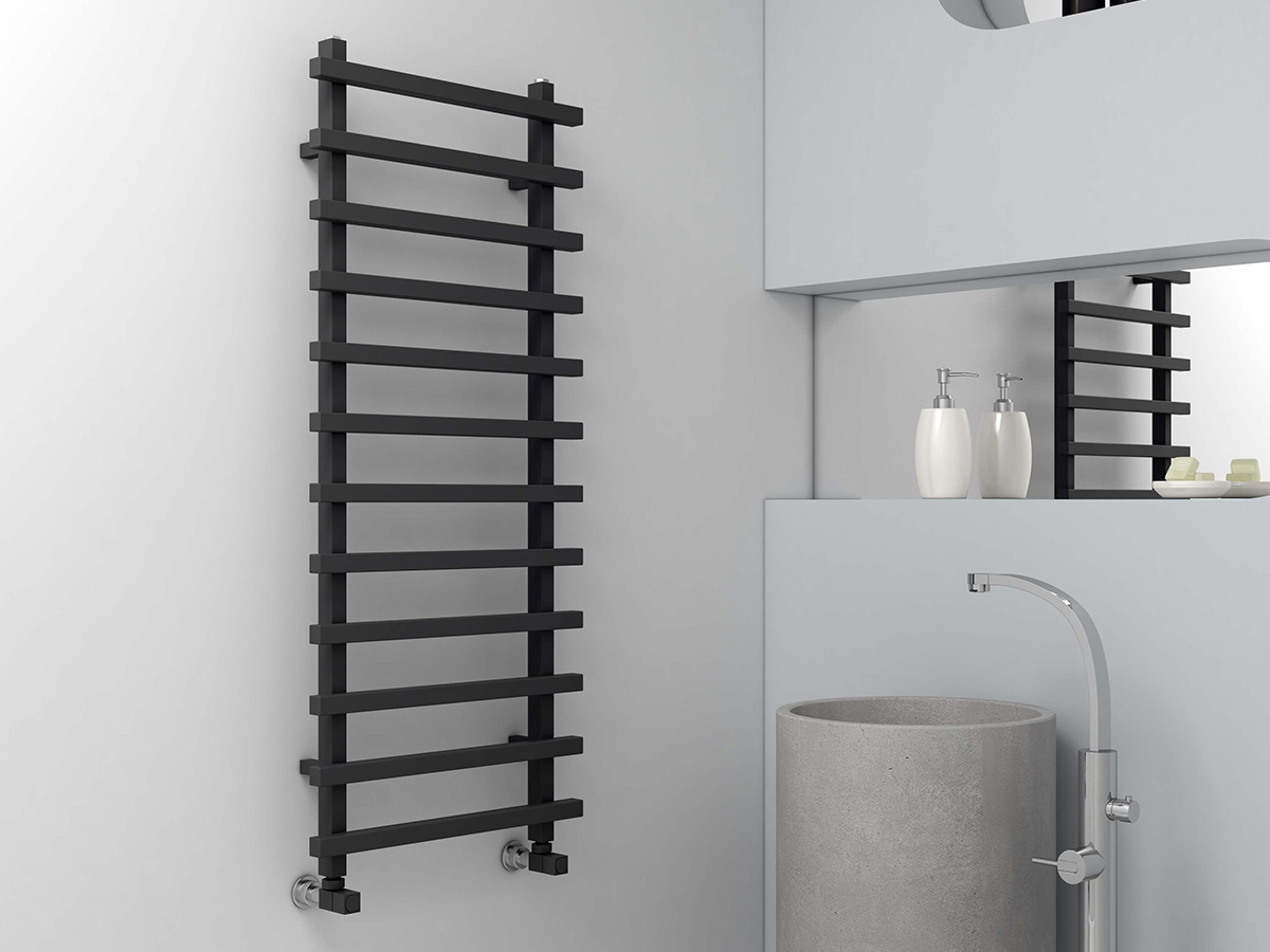Uscător de prosoape de design CARISA, colecția BARON L, 1200x500 mm, NEGRU