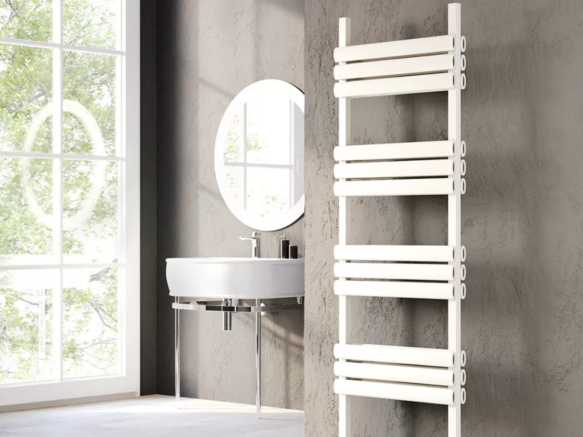 Uscător de prosoape decorativ LOJIMAX, colecția POSSIA DOUBLE PLUS Lățime 300 mm. Înălțime 800 mm. alb mat