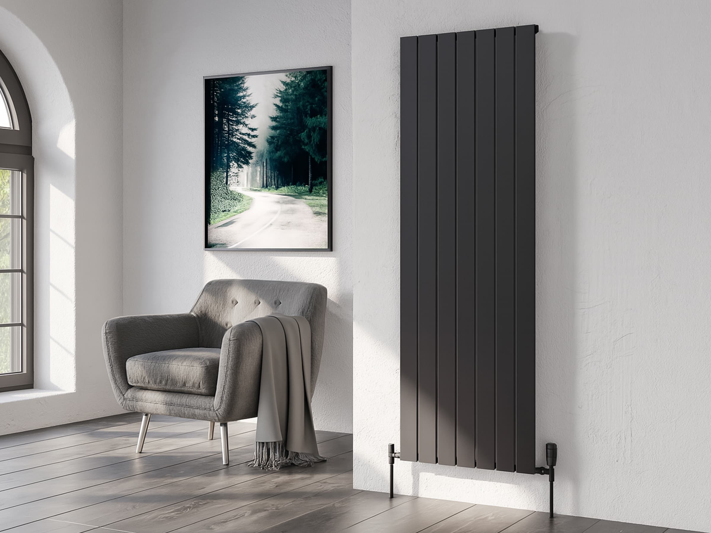 Calorifer decorativ LOJIMAX, colectia  ROYAL inaltimea 1200 mm. latimea 440 mm. negru mat