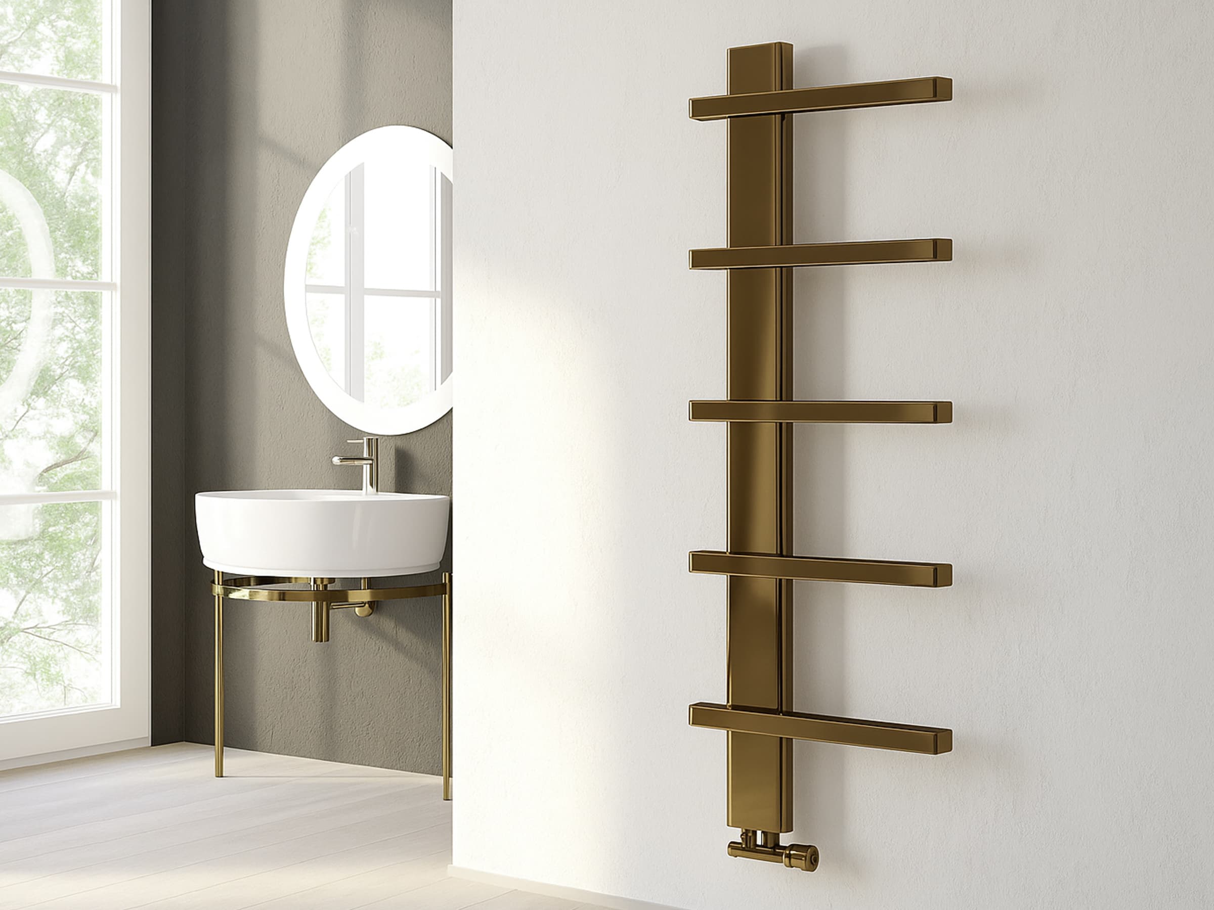 Uscător de prosoape decorativ LOJIMAX, colectia LION inaltimea 1055 mm. latimea 300 mm. RAL MY-512 luciu