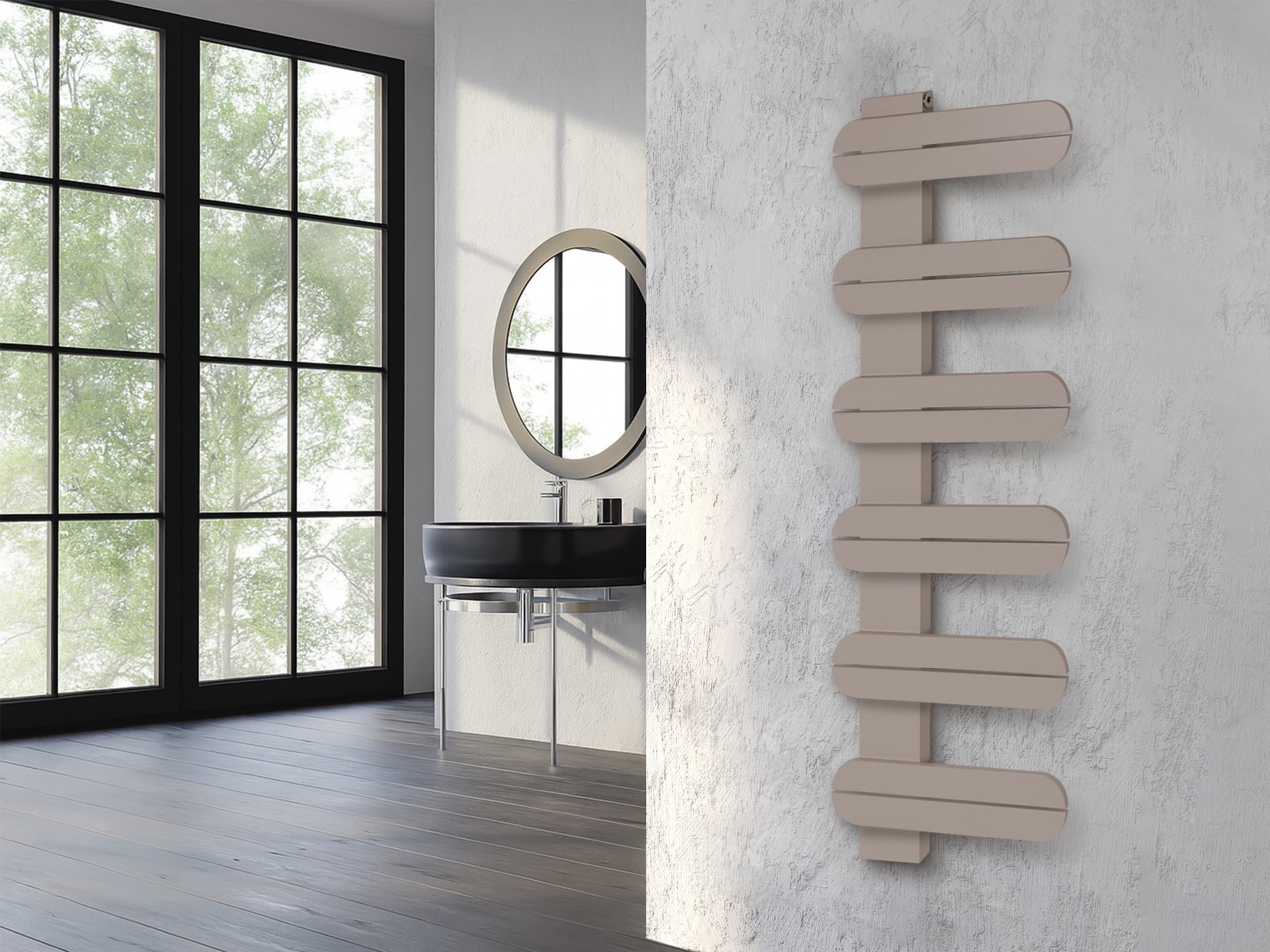 Дизайнерский полотенцесушитель LOJIMAX, коллекция LINEA Высота 195 мм. Ширина 400 мм. RAL матовый kiwi