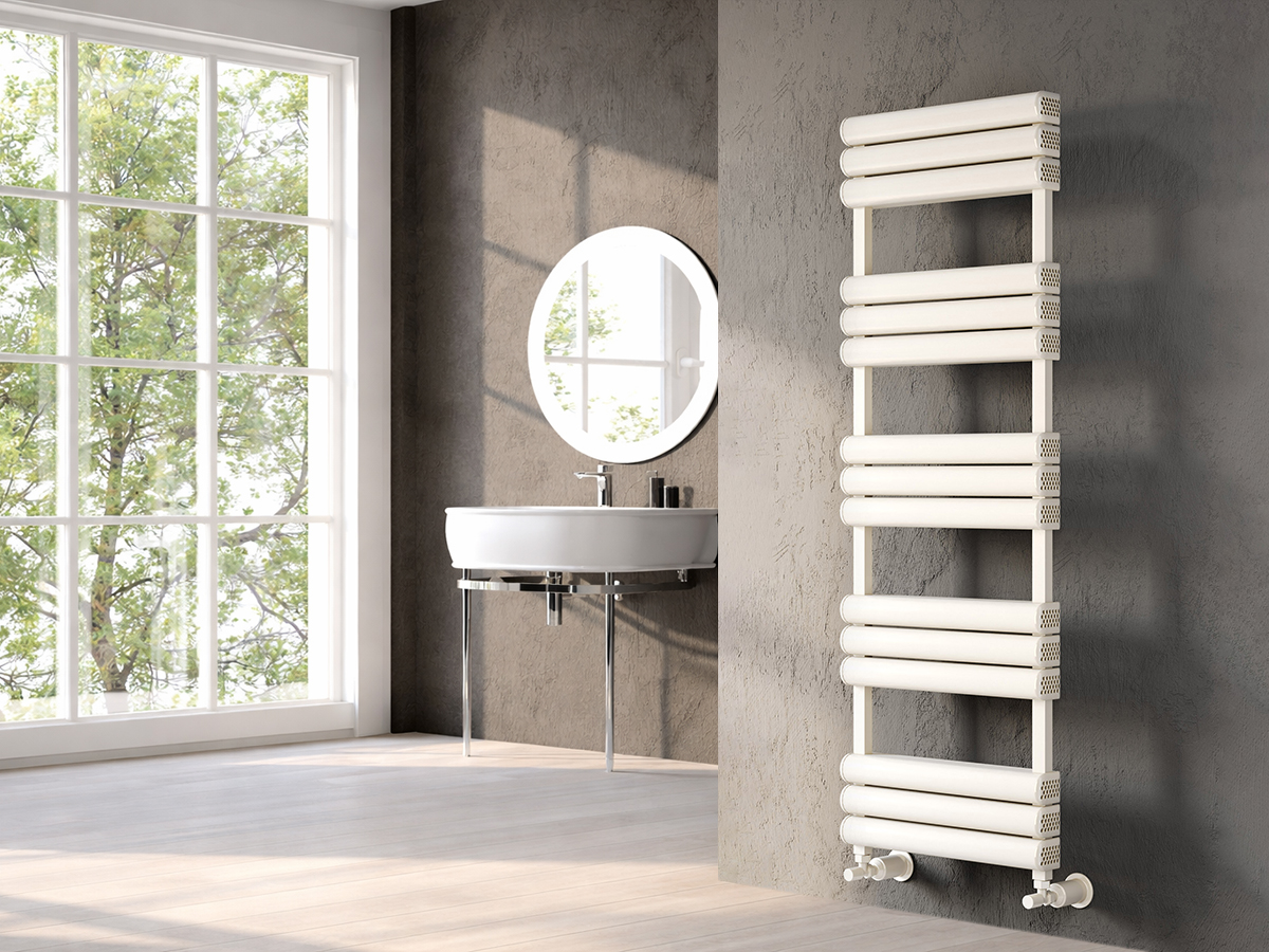 Uscător de prosoape decorativ LOJIMAX, colecția COPPA Lățime 800 mm. Înălțime 208 mm. alb mat