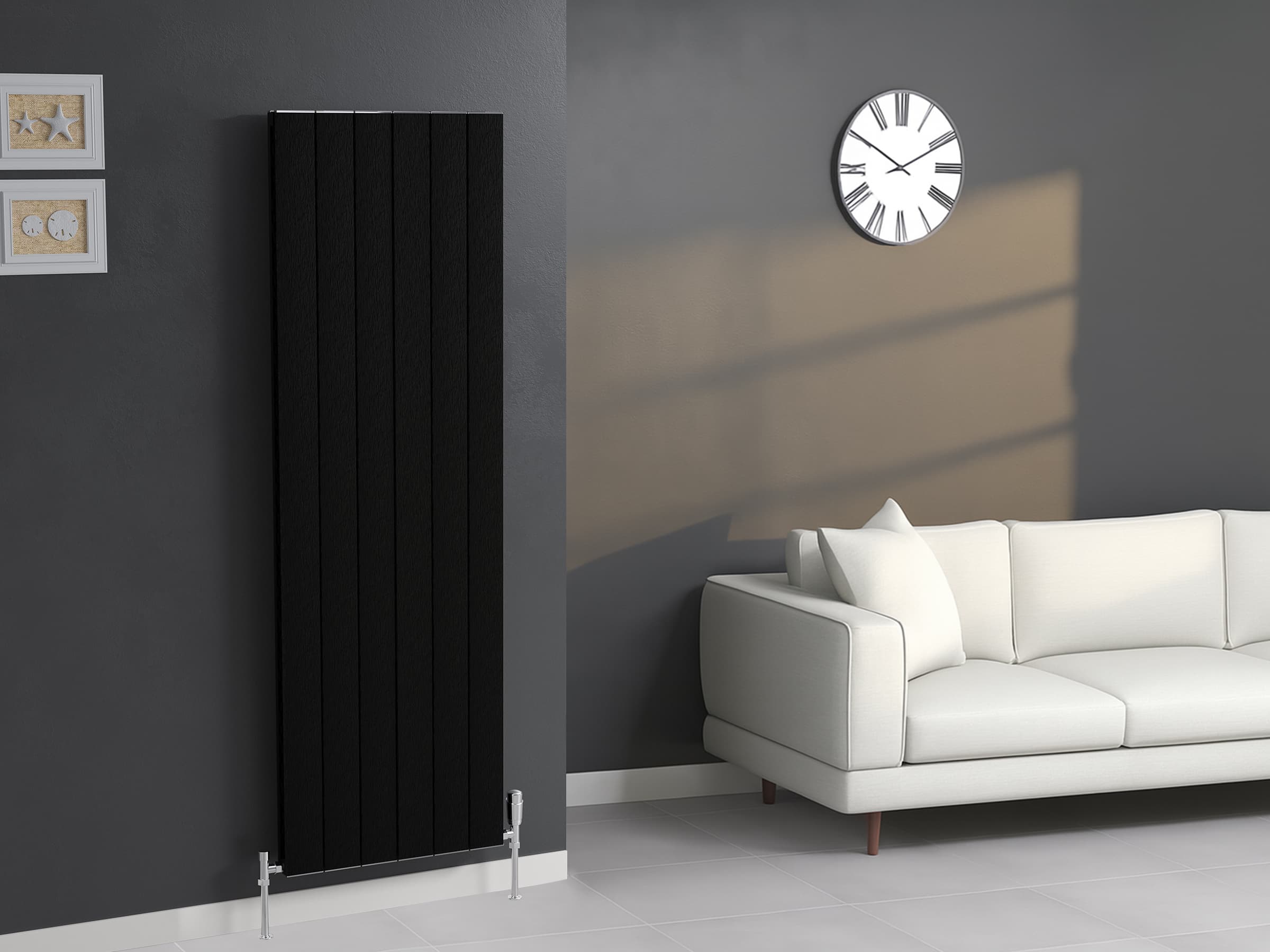 Calorifer decorativ LOJIMAX, colectie KALSEDON DOUBLE 300 mm. 280 mm. negru mat