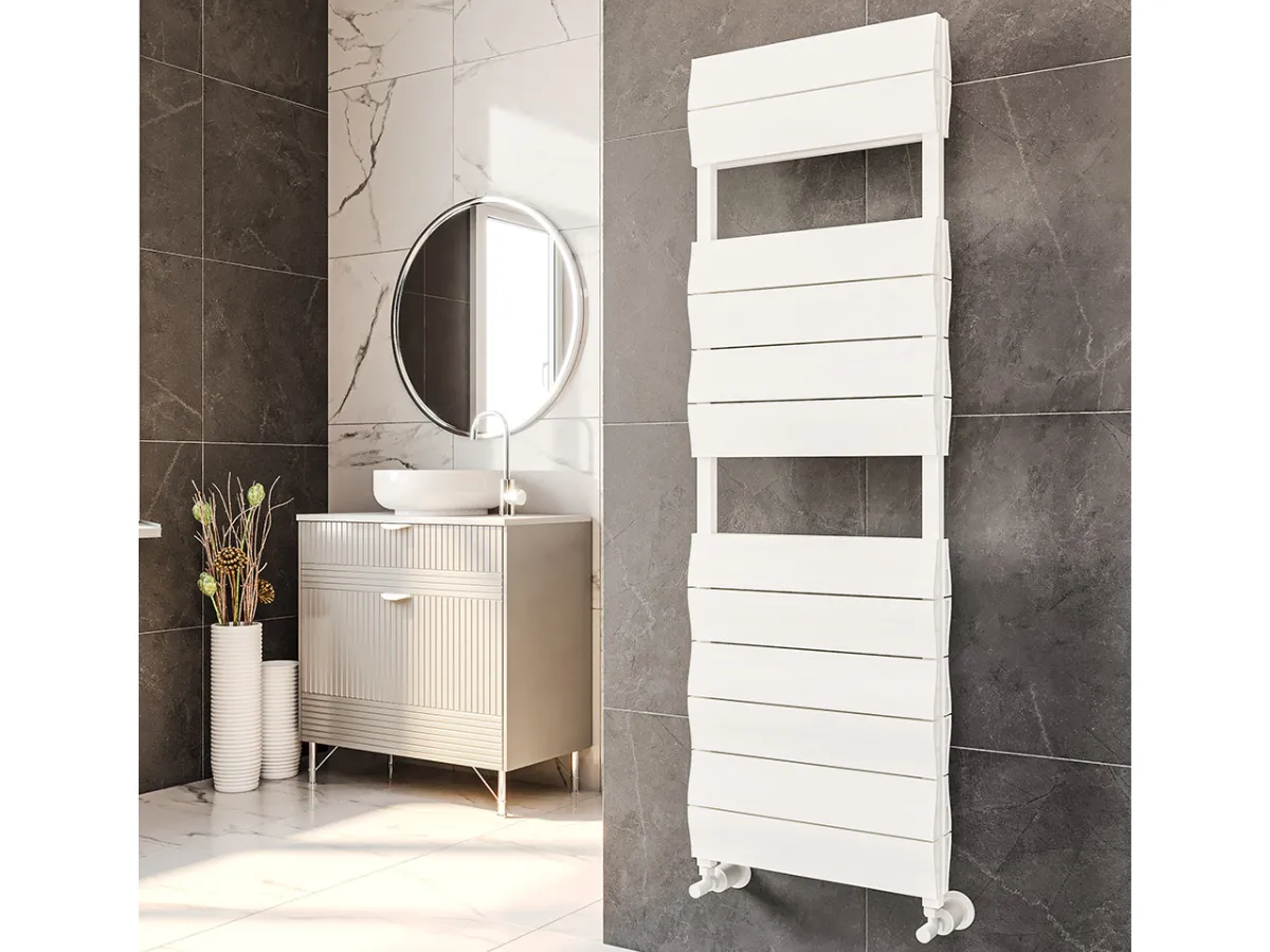 Uscător de prosoape decorativ LOJIMAX, colecția LIA DOUBLE PLUS Lățime 400 mm. Înălțime 1200 mm. alb mat