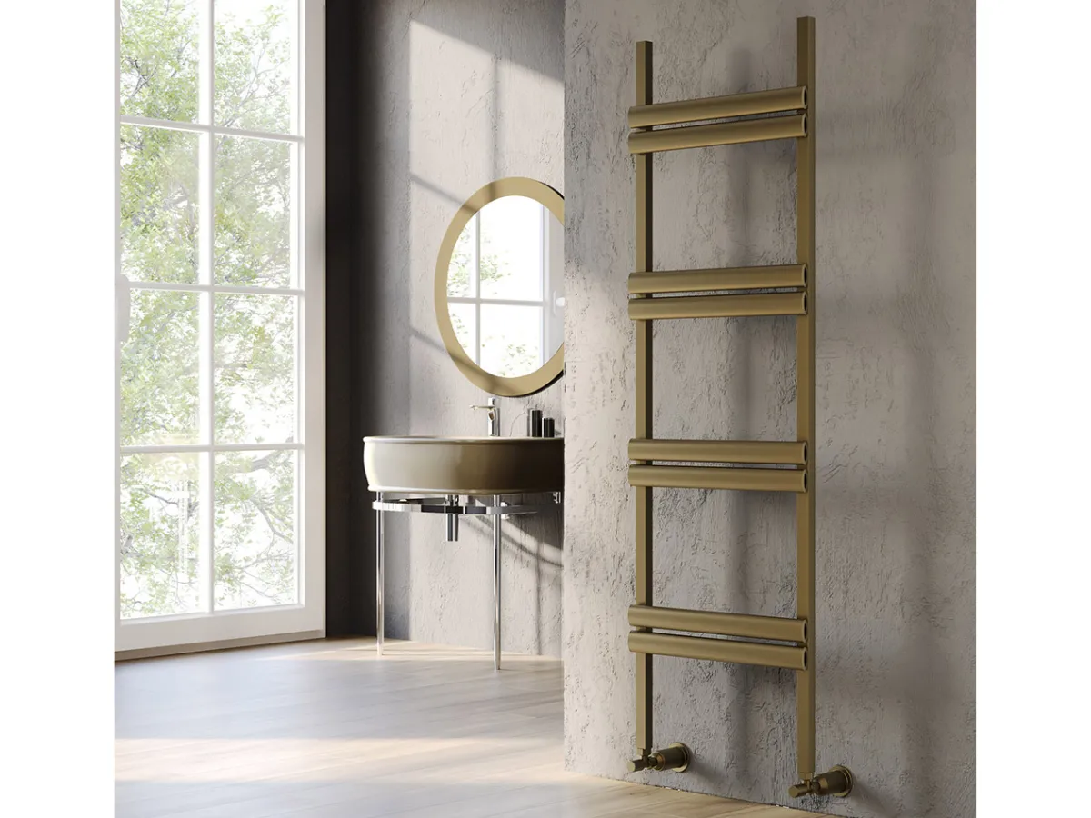 Uscător de prosoape decorativ LOJIMAX, colecția POSSIA DOUBLE LINE Lățime 400 mm. Înălțime 850 mm. negru mat