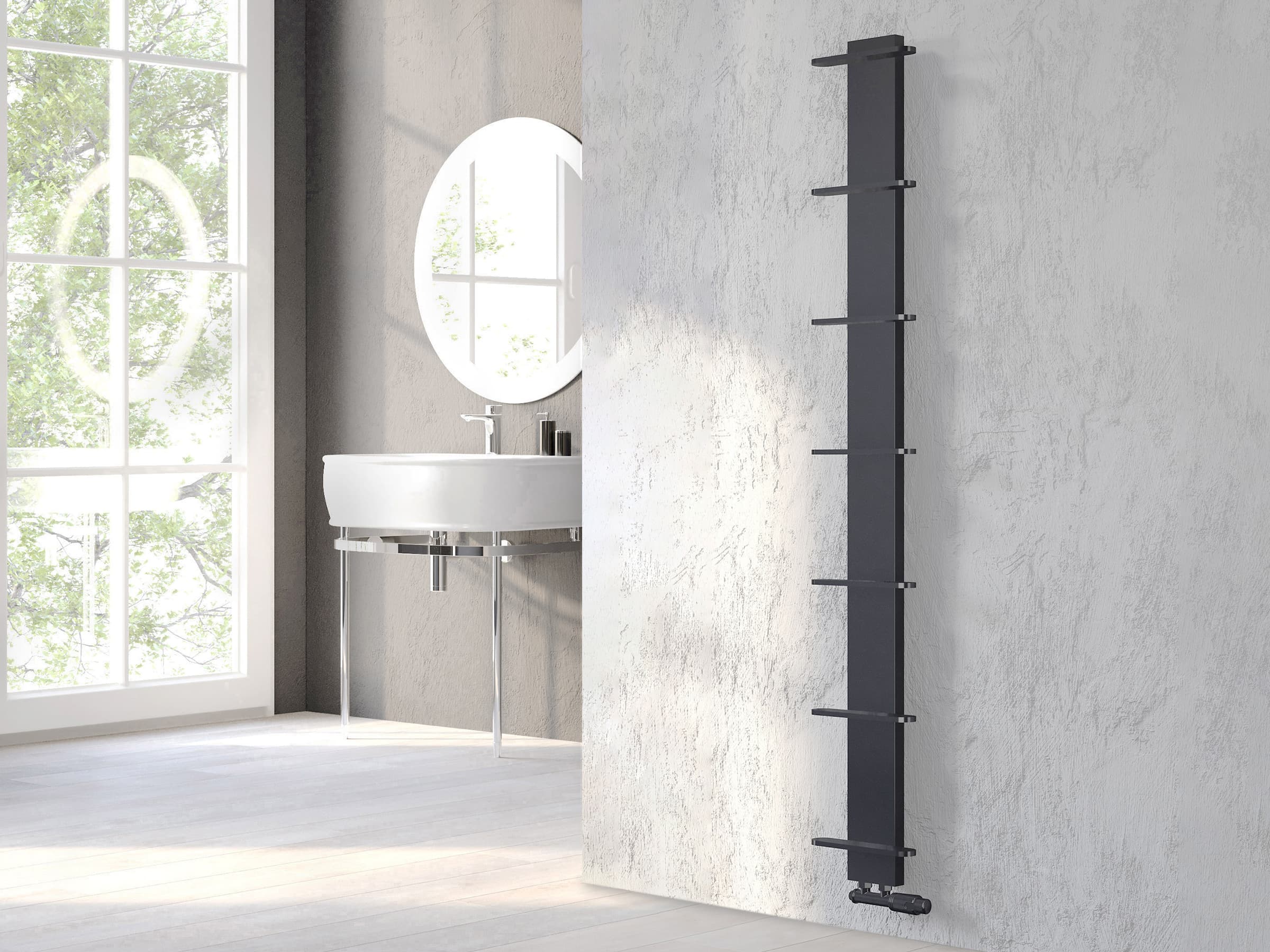 Uscător de prosoape decorativ LOJIMAX, colectia СARETTA inaltimea 1675 mm. latimea 250 mm. antracit mat