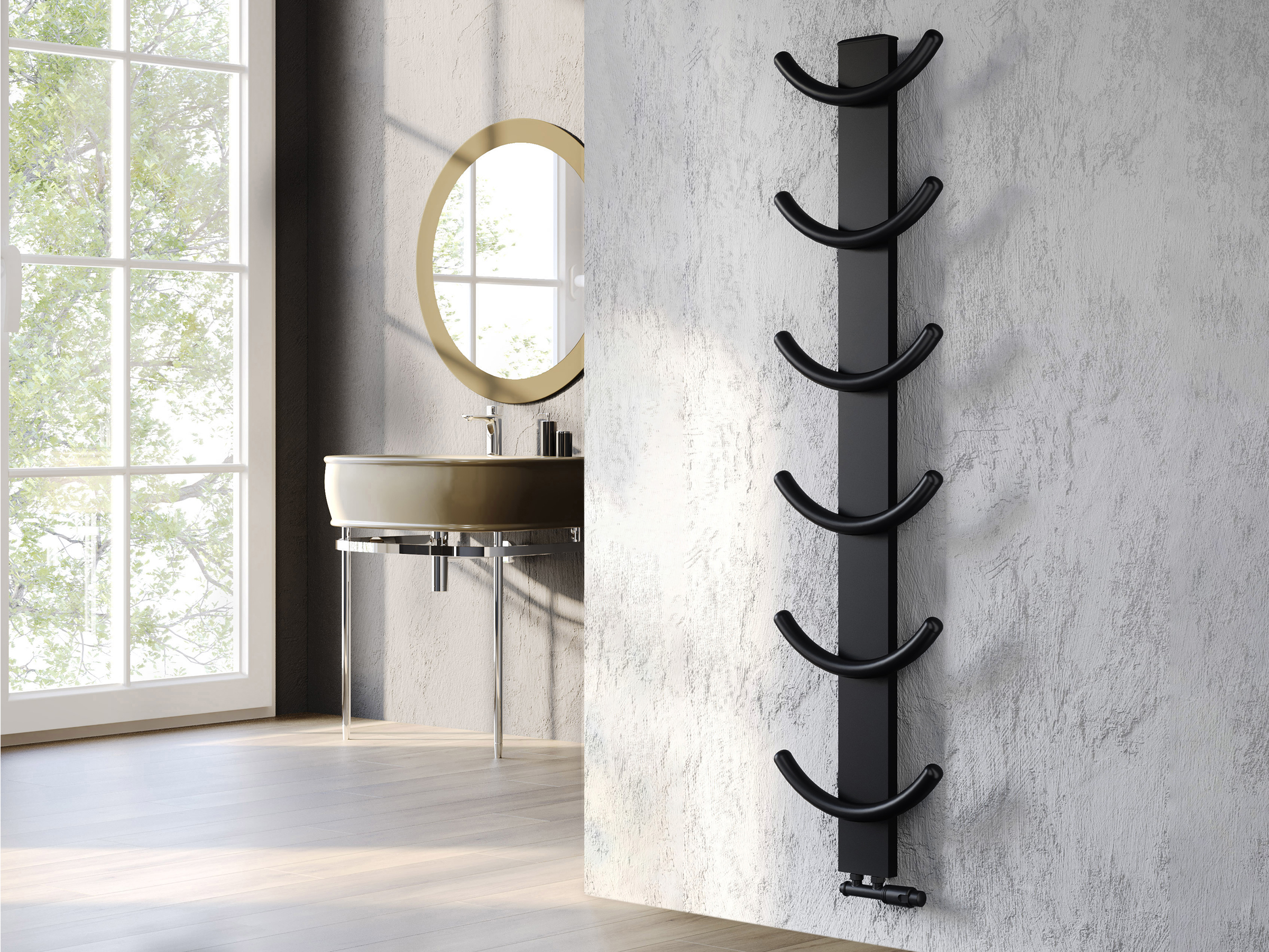 Uscător de prosoape de design LOJIMAX colecția OXY 1000x400 mm, Negru