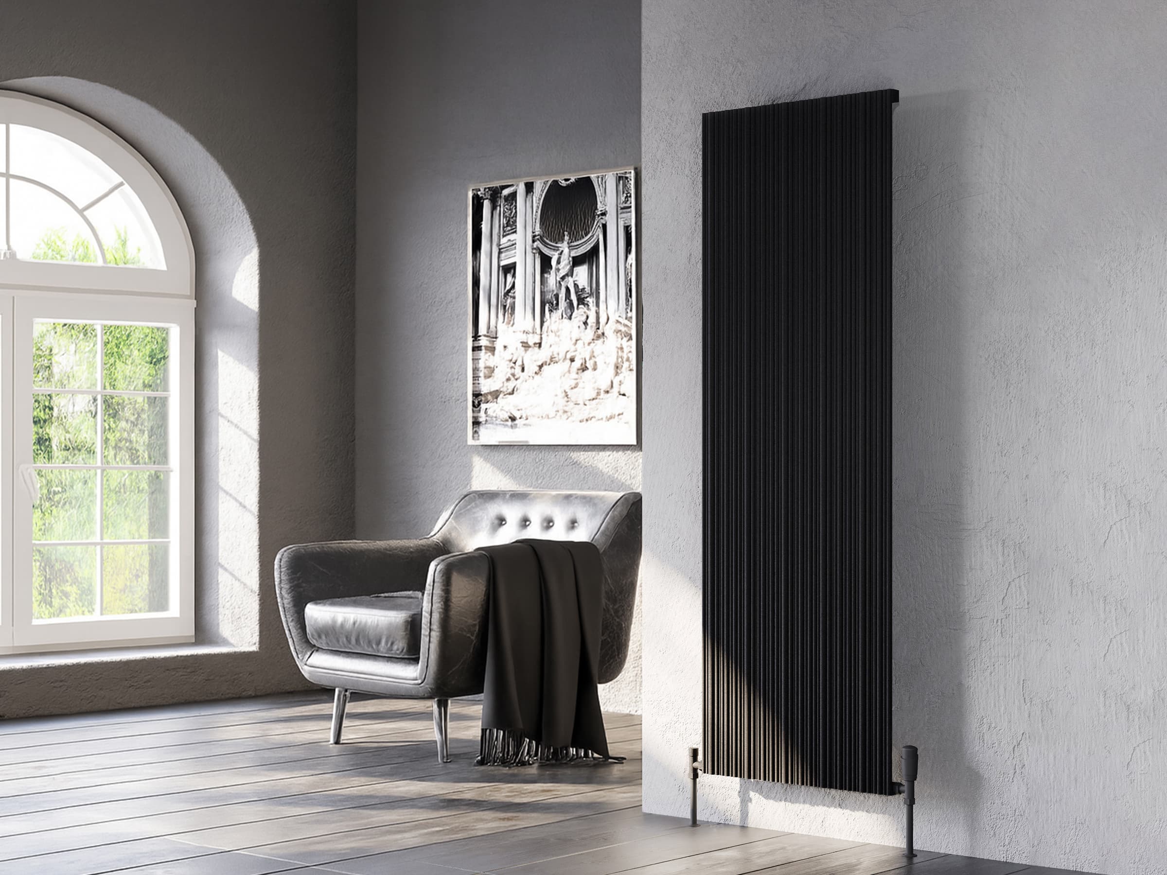 Calorifer decorativ LOJIMAX, colectia BAMBOO inaltimea 300 mm. latimea 239 mm. negru mat