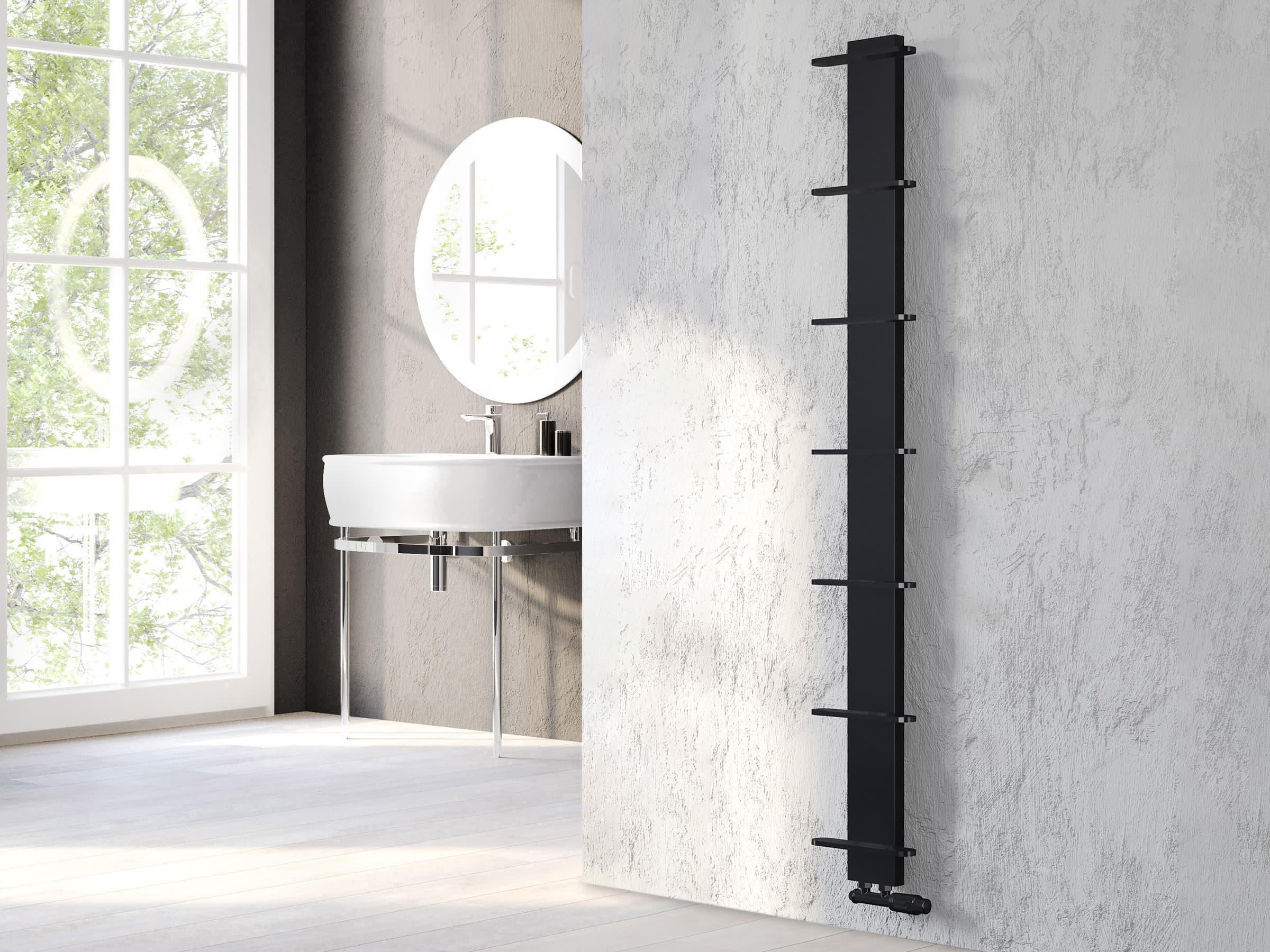 Uscător de prosoape decorativ LOJIMAX, colectia СARETTA inaltimea 1675 mm. latimea 250 mm. negru mat