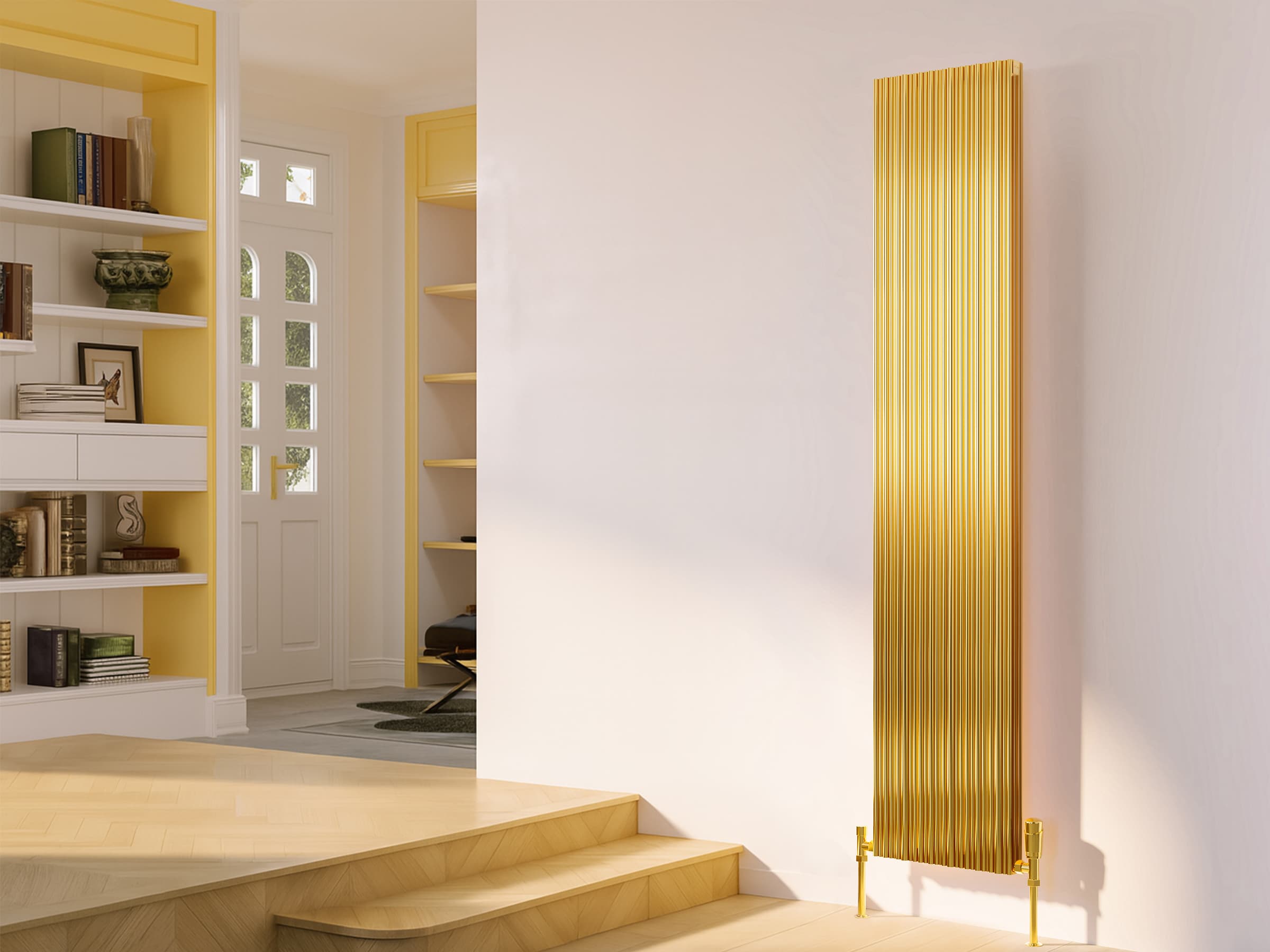 Calorifer decorativ LOJIMAX, colectia BAMBOO DOUBLE inaltimea 300 mm. latimea 239 mm. GOLD MATT ANODISING