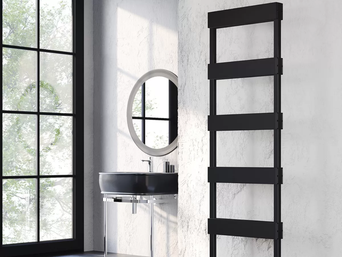Uscător de prosoape decorativ LOJIMAX, colecția BENOIT DOUBLE STYLE Lățime 300 mm. Înălțime 650 mm. alb mat