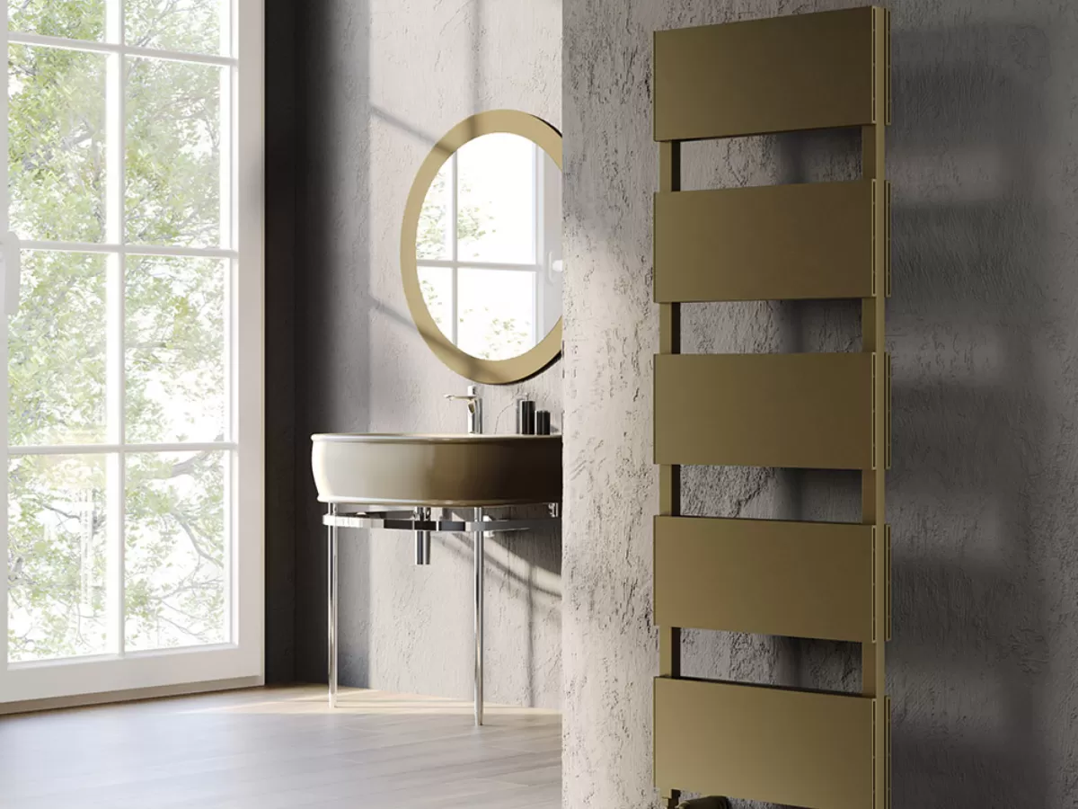 Uscător de prosoape decorativ LOJIMAX, colecția LORA DOUBLE Lățime 400 mm. Înălțime 515 mm. alb mat