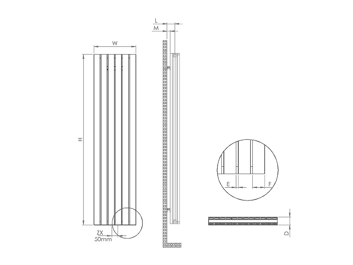 Calorifer decorativ LOJIMAX colecția ROYAL DOUBLE 1400x366 mm, Alb