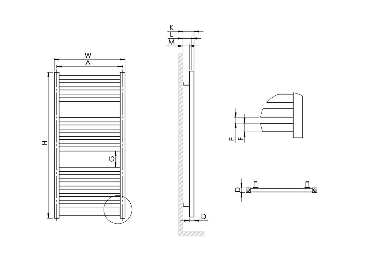Uscător de prosoape decorativ LOJIMAX, colecția EMERALD  DOUBLE  PLUS Lățime 300 mm. Înălțime 685 mm. alb mat