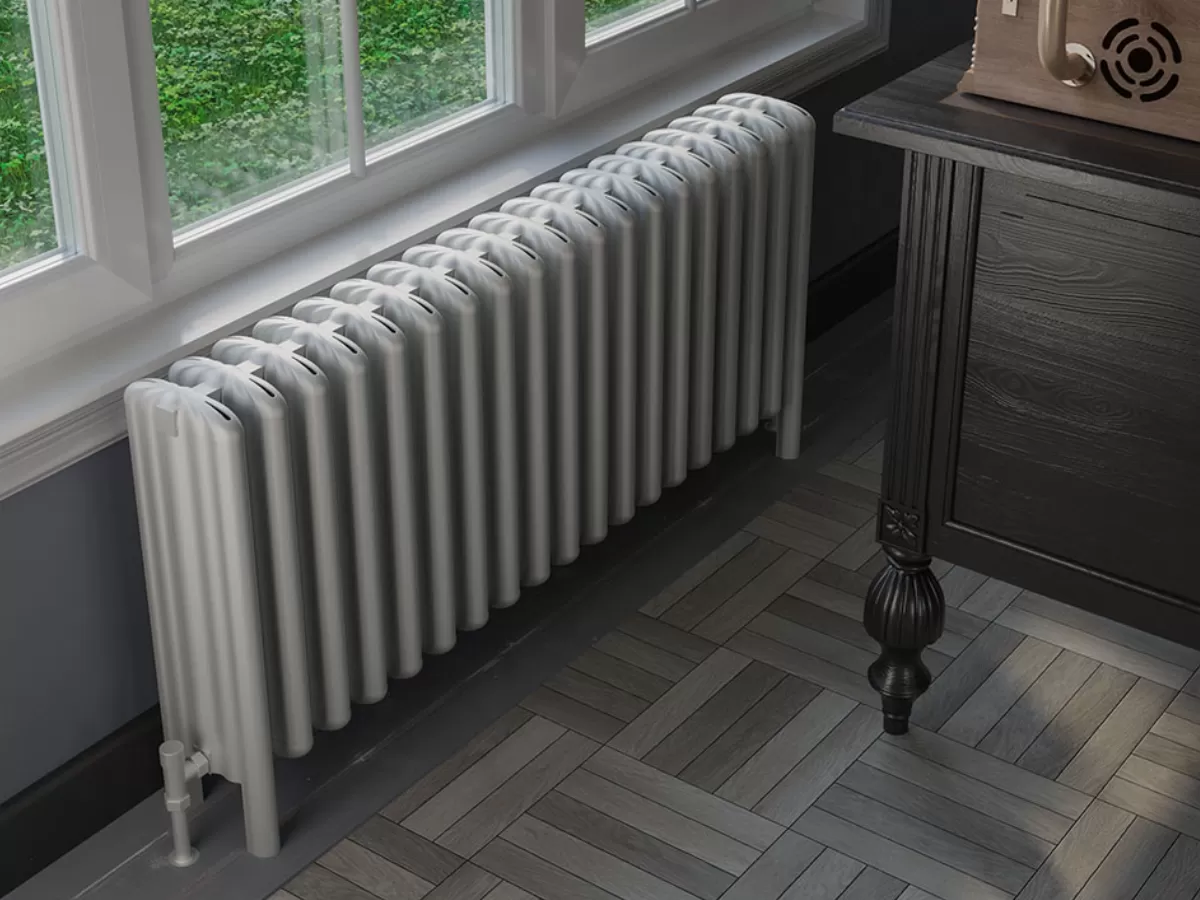 FLOOR STANDING ALUMINUM RADIATOR GRANDE LUX inaltimea 700 mm. latimea 1350 mm. alb mat
