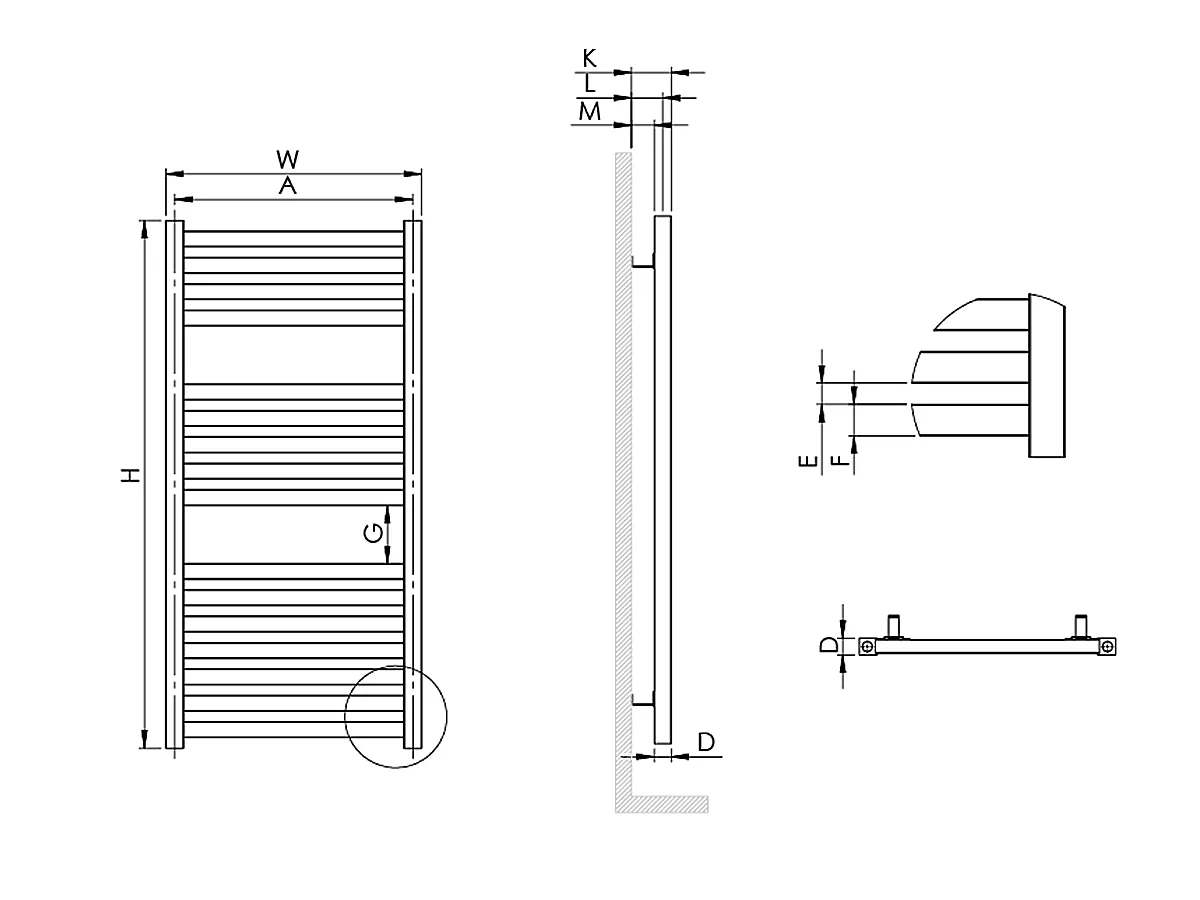Uscător de prosoape decorativ LOJIMAX, colecția ABITA Lățime 300 mm. Înălțime 725 mm. negru mat