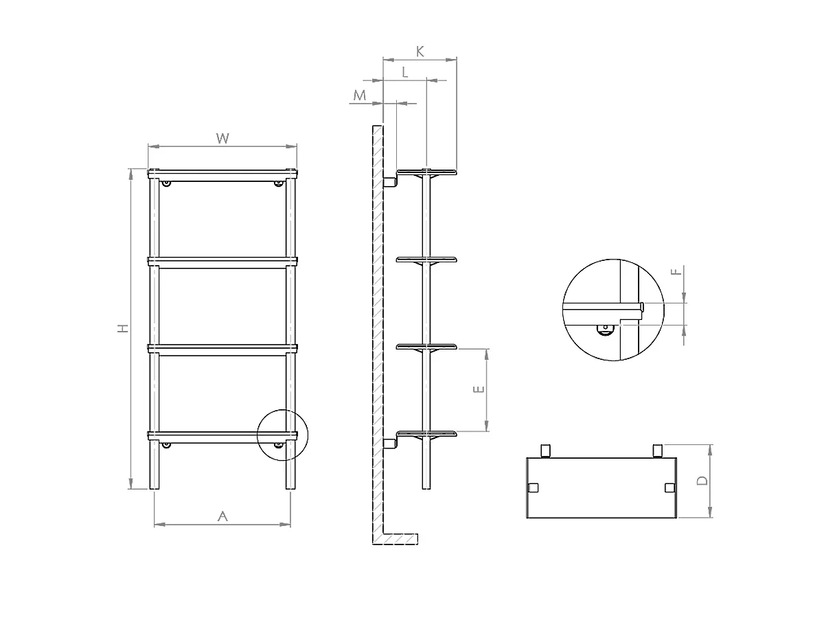 Uscător de prosoape decorativ LOJIMAX, colecția CORAL Lățime 300 mm. Înălțime 776 mm. alb mat