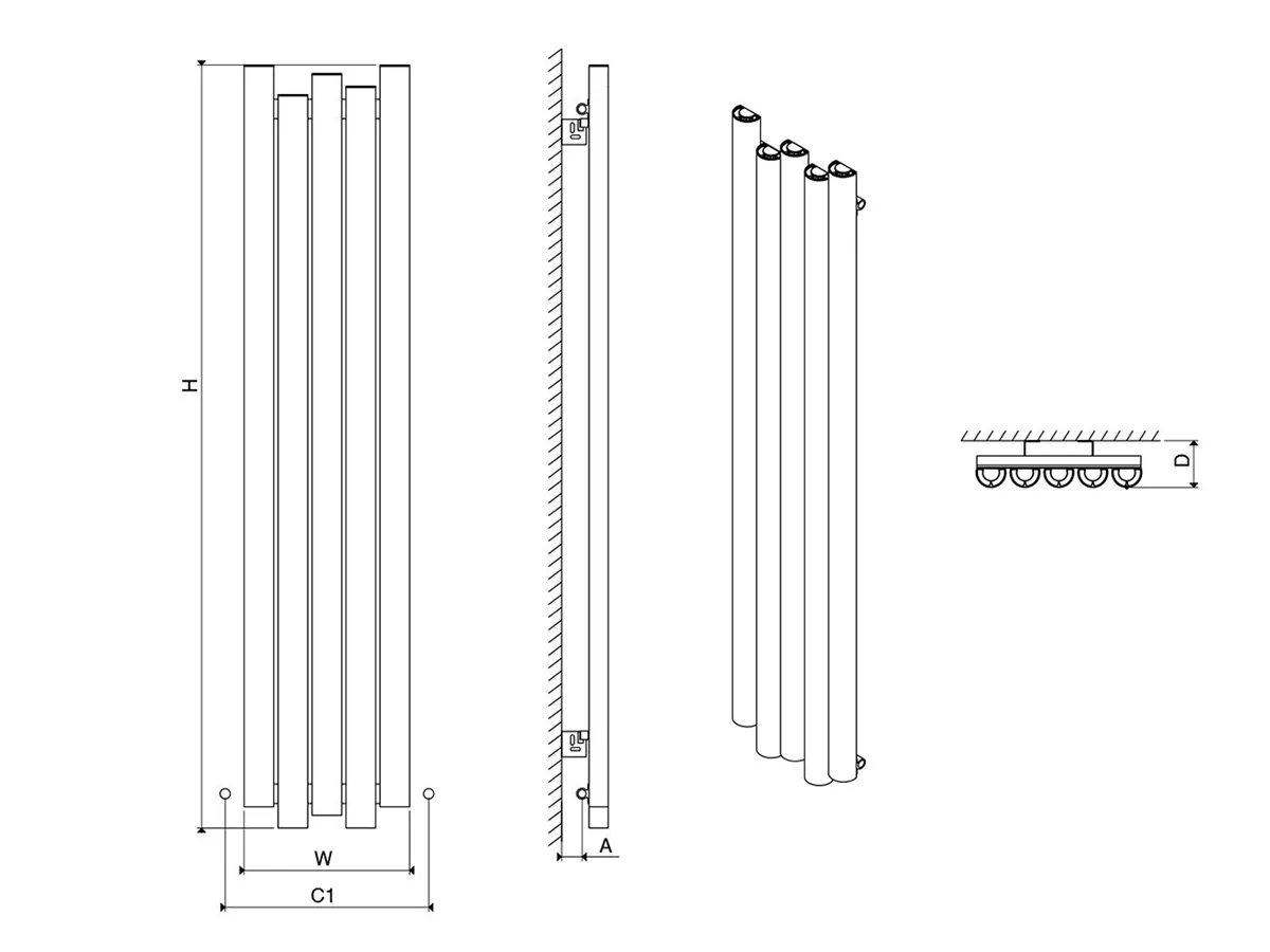 Calorifer decorativ CARISA, colecția MOTION, 1800x470 mm, LEMON