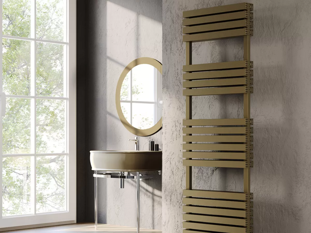 Uscător de prosoape decorativ LOJIMAX, colecția QUARTZ PLUS Lățime 400 mm. Înălțime 1200 mm. negru mat