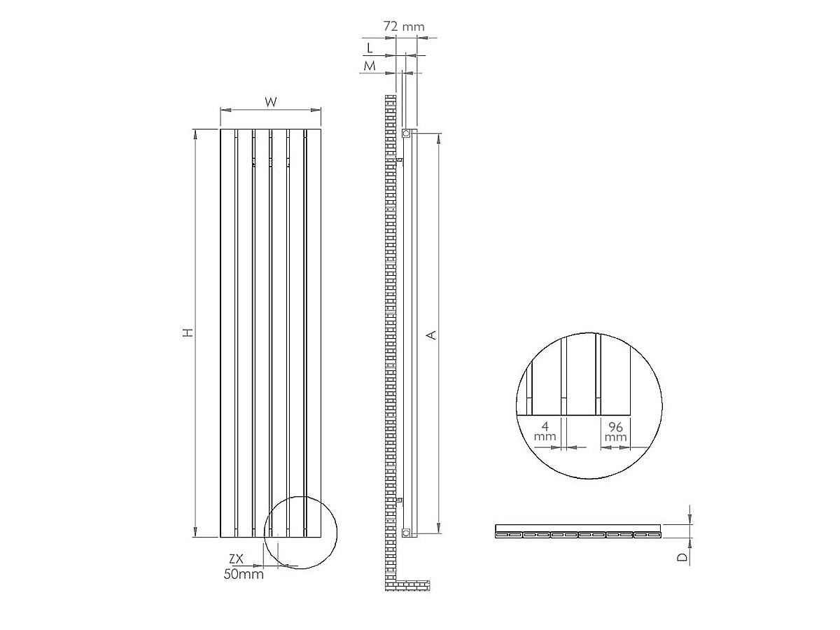 Calorifer decorativ LOJIMAX, colectie DIAMOND 200 mm. 296 mm.